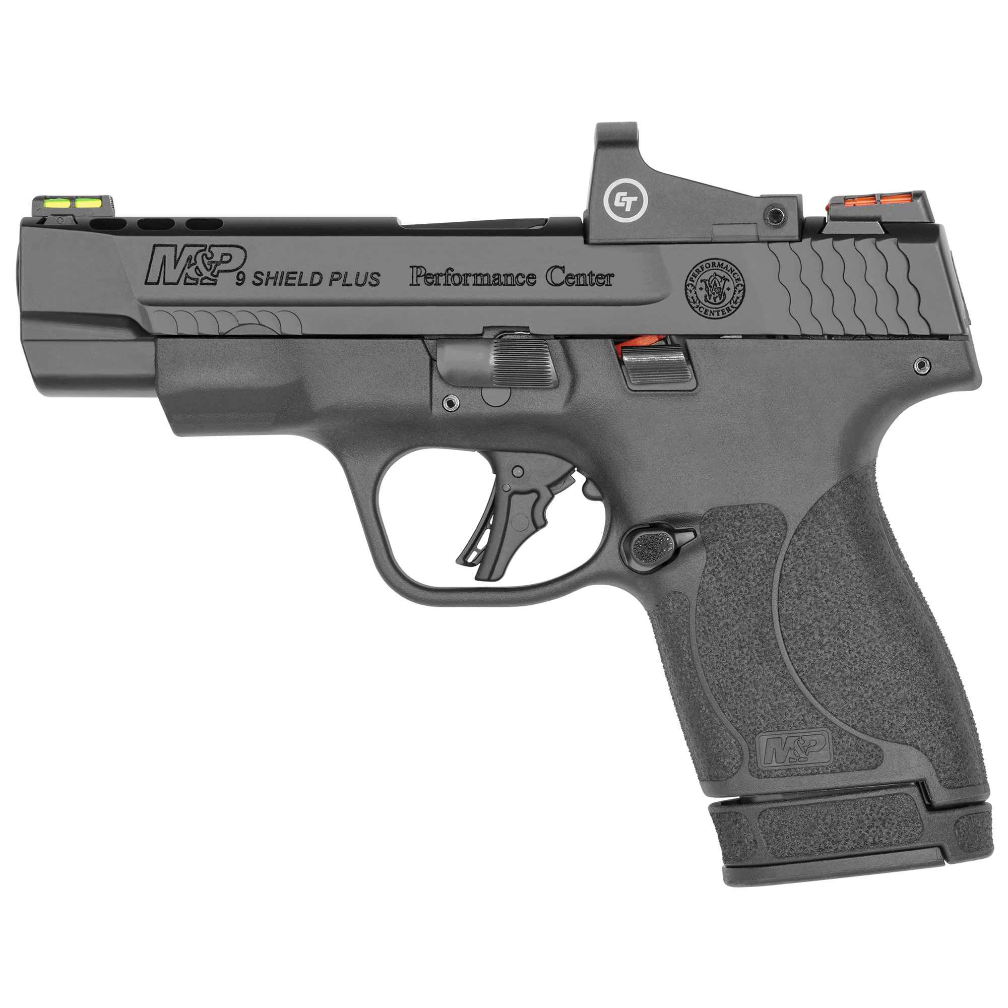 Smith & Wesson Shield Plus Performance Center Striker Fired 4″ 9mm 13rd Fiber Optic – Black