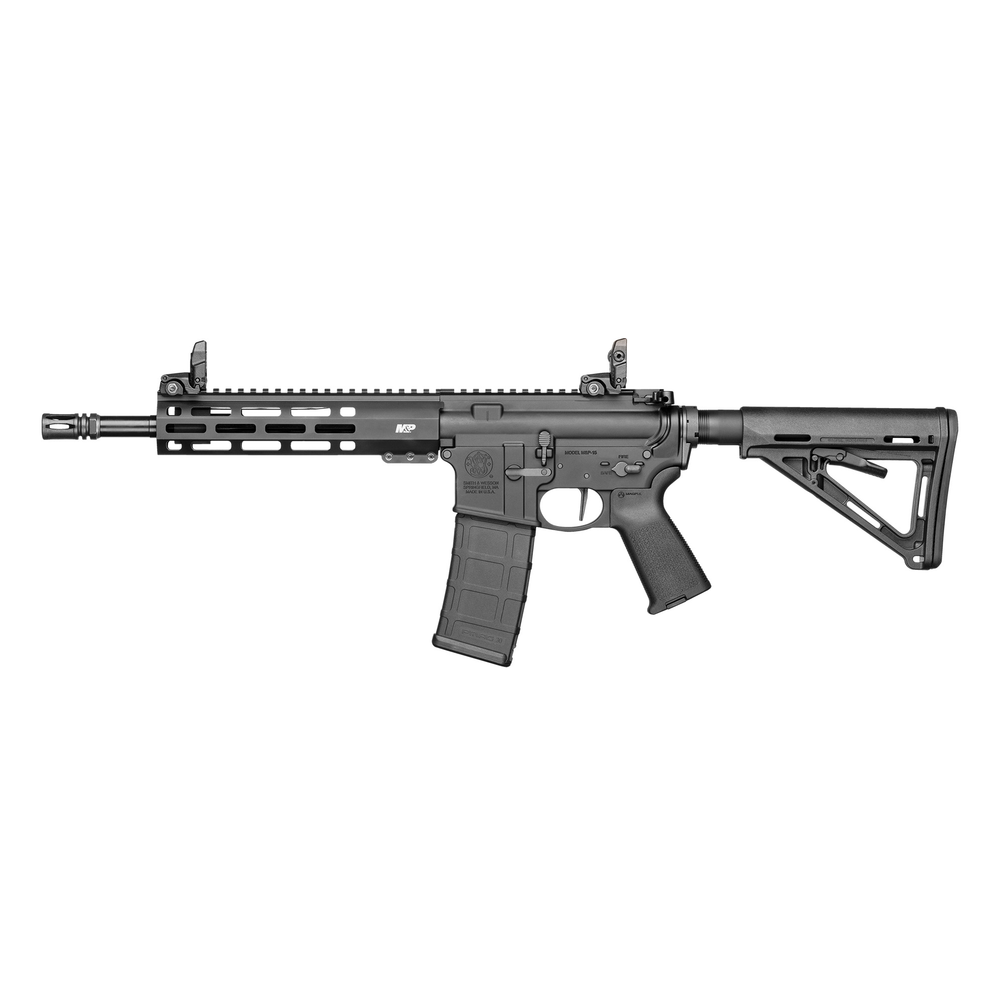 Smith & Wesson M&P 15 SBR 11.5″ 5.56 NATO 30rd Magpul Backup Flip Sight – Black