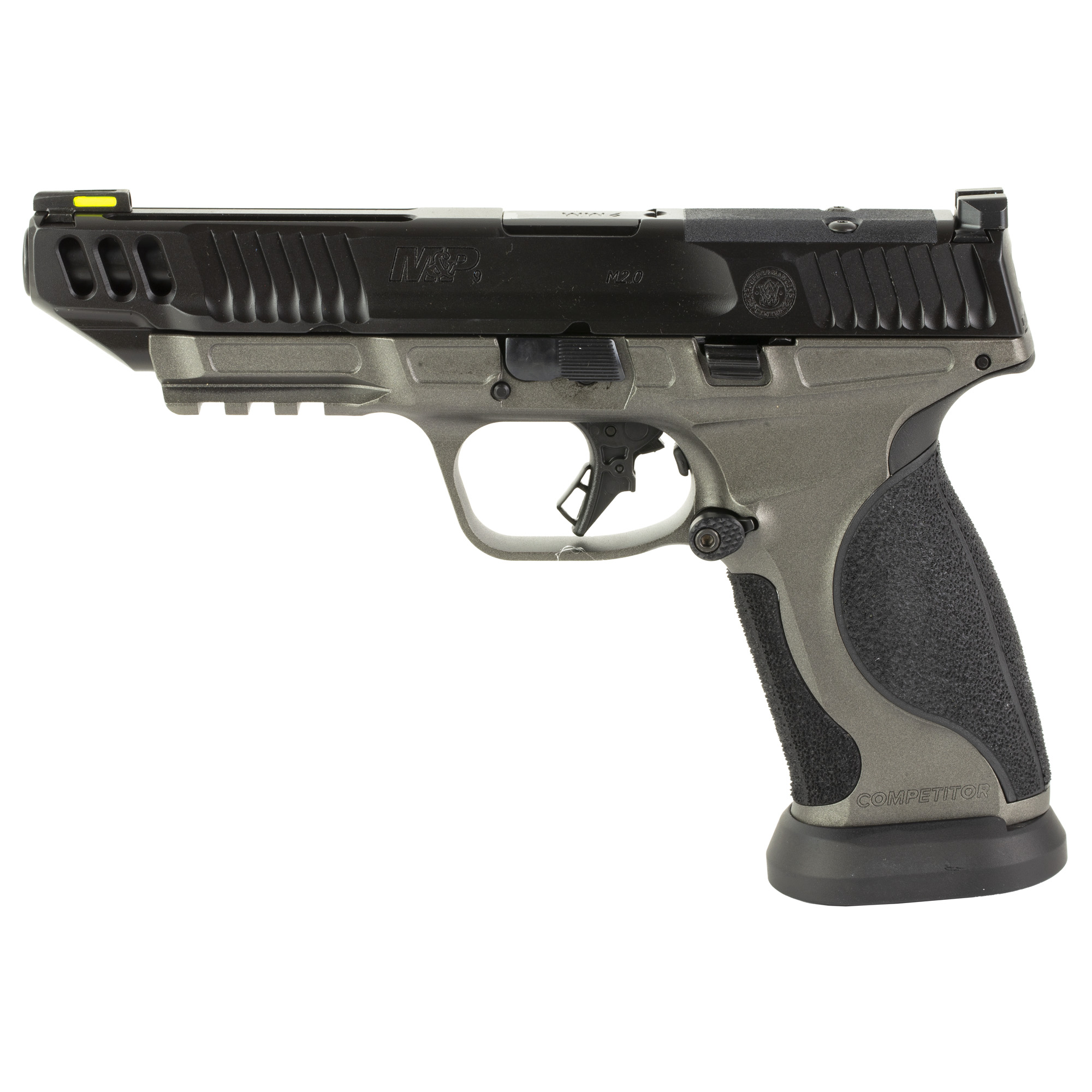 Smith & Wesson M&P M2.0 Competitor Striker Fired 5″ 9mm 10rd Fiber Optic Front Sight – Gray, Black