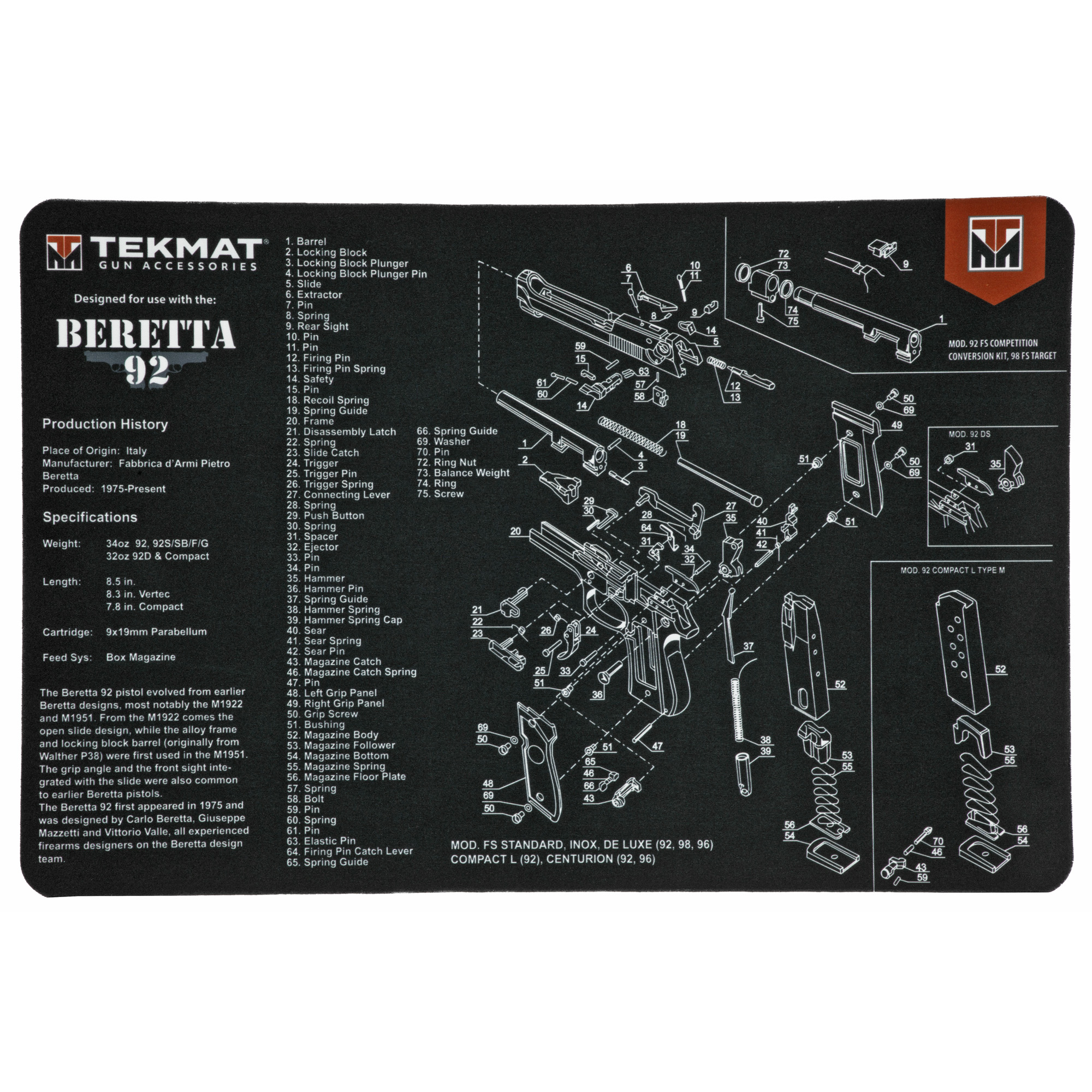 TekMat Beretta 92 11″x17″