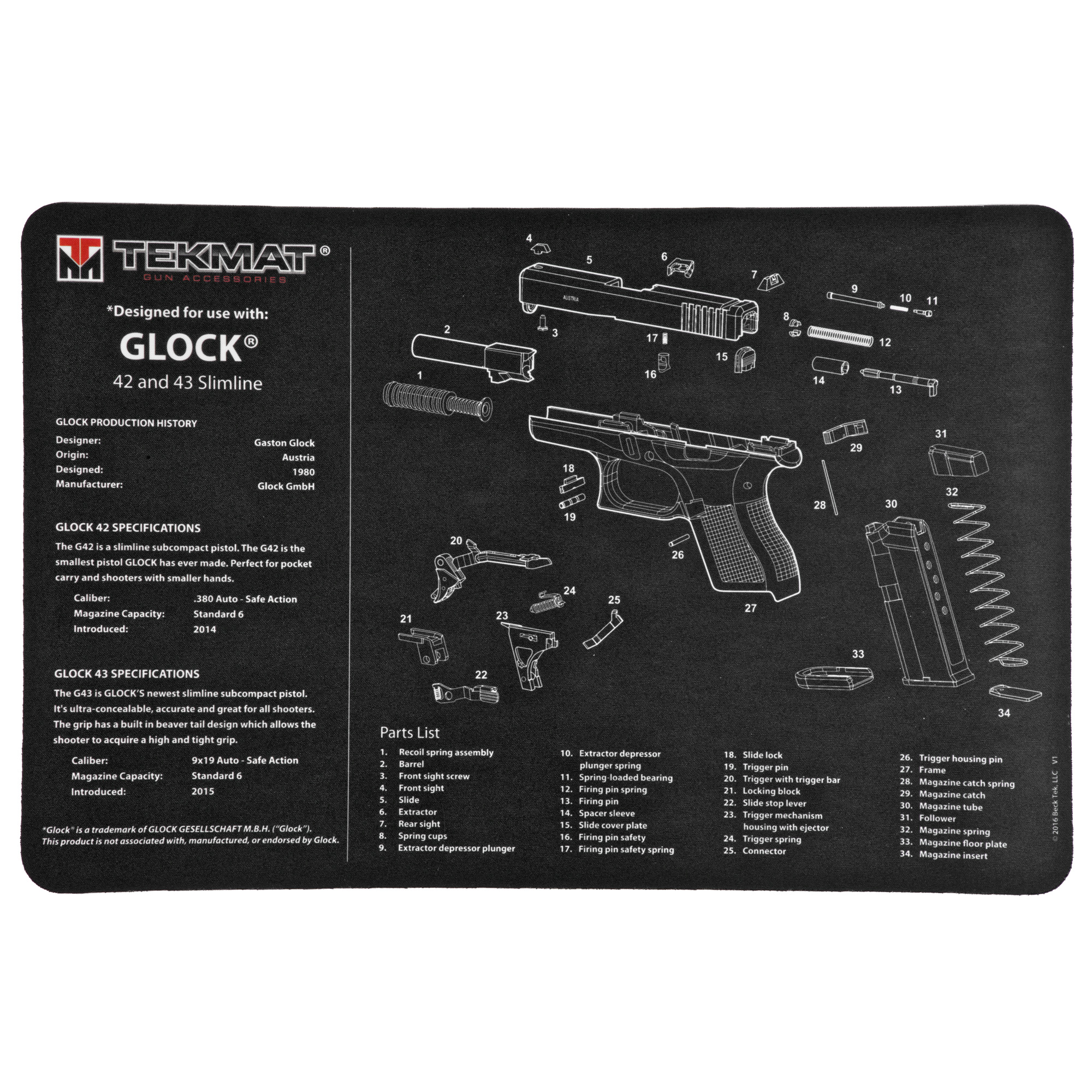 TekMat Glock 42/43 11″x17″