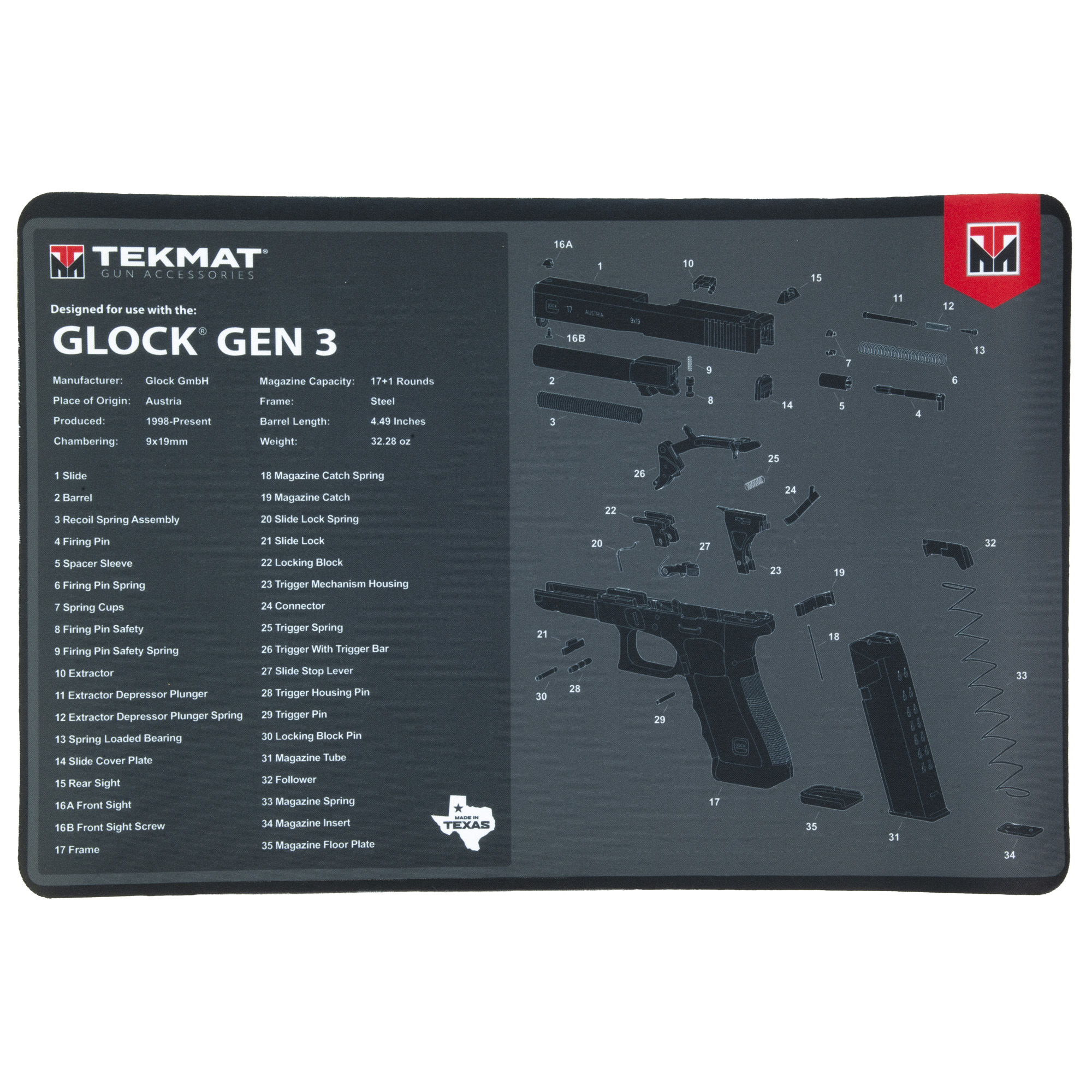 TekMat Original Mat For Glock Gen3 11″x17″