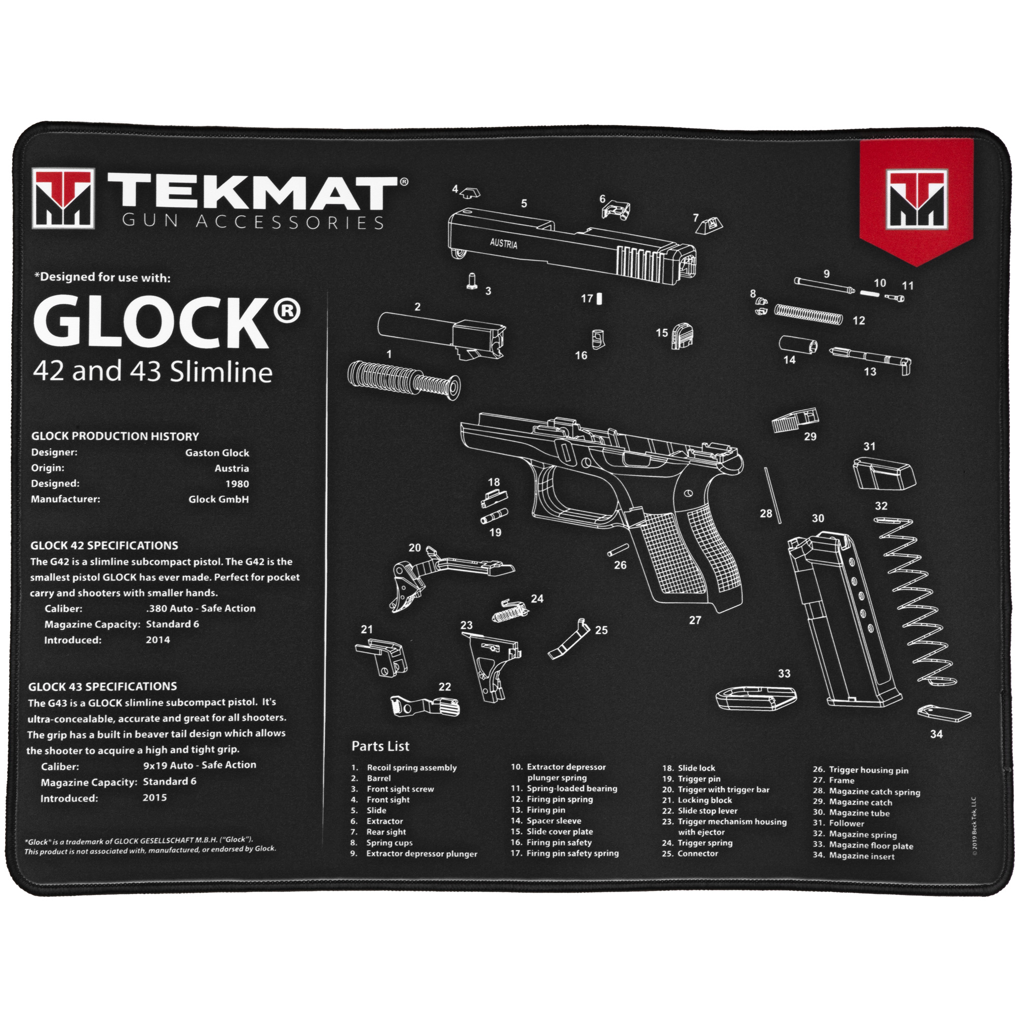 TekMat Ultra Mat For Glock 42/43 15″x20″