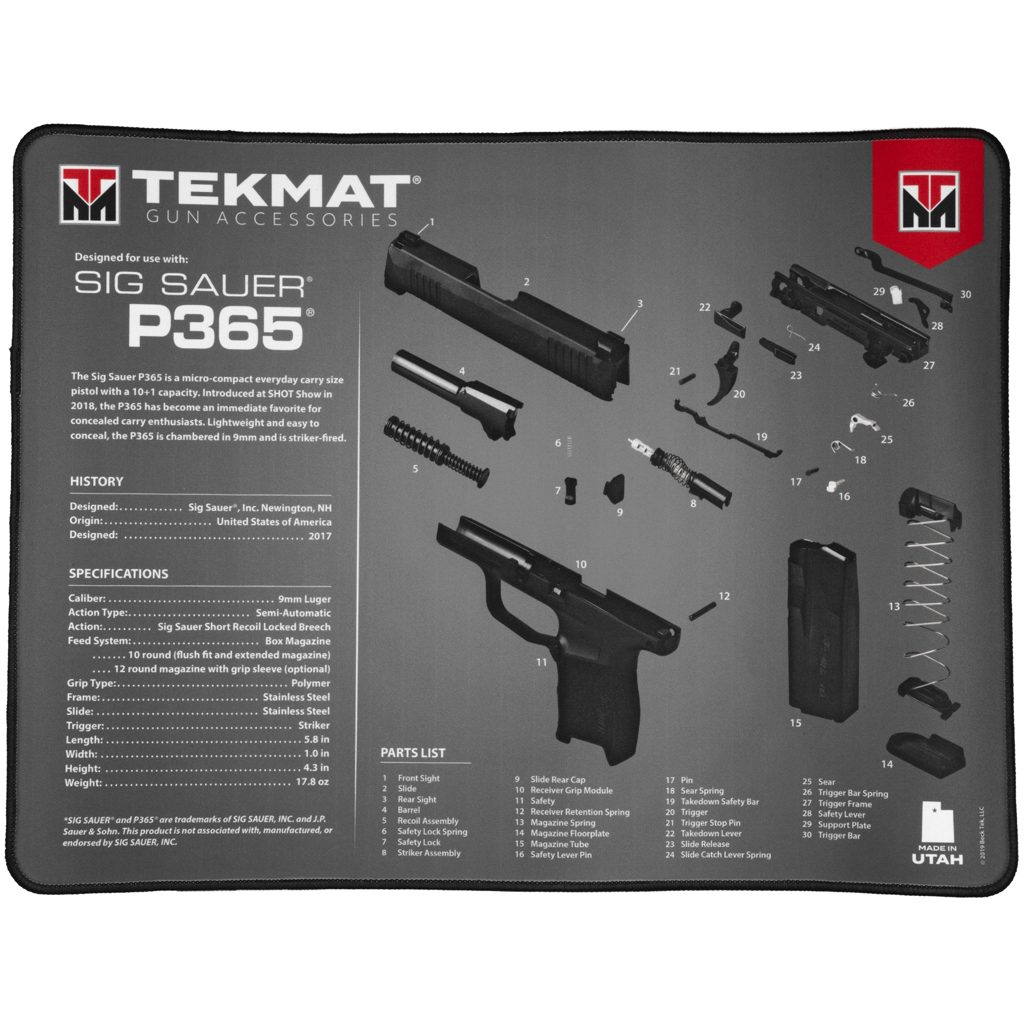 TekMat Ultra Mat SIG Sauer P365 15″x20″