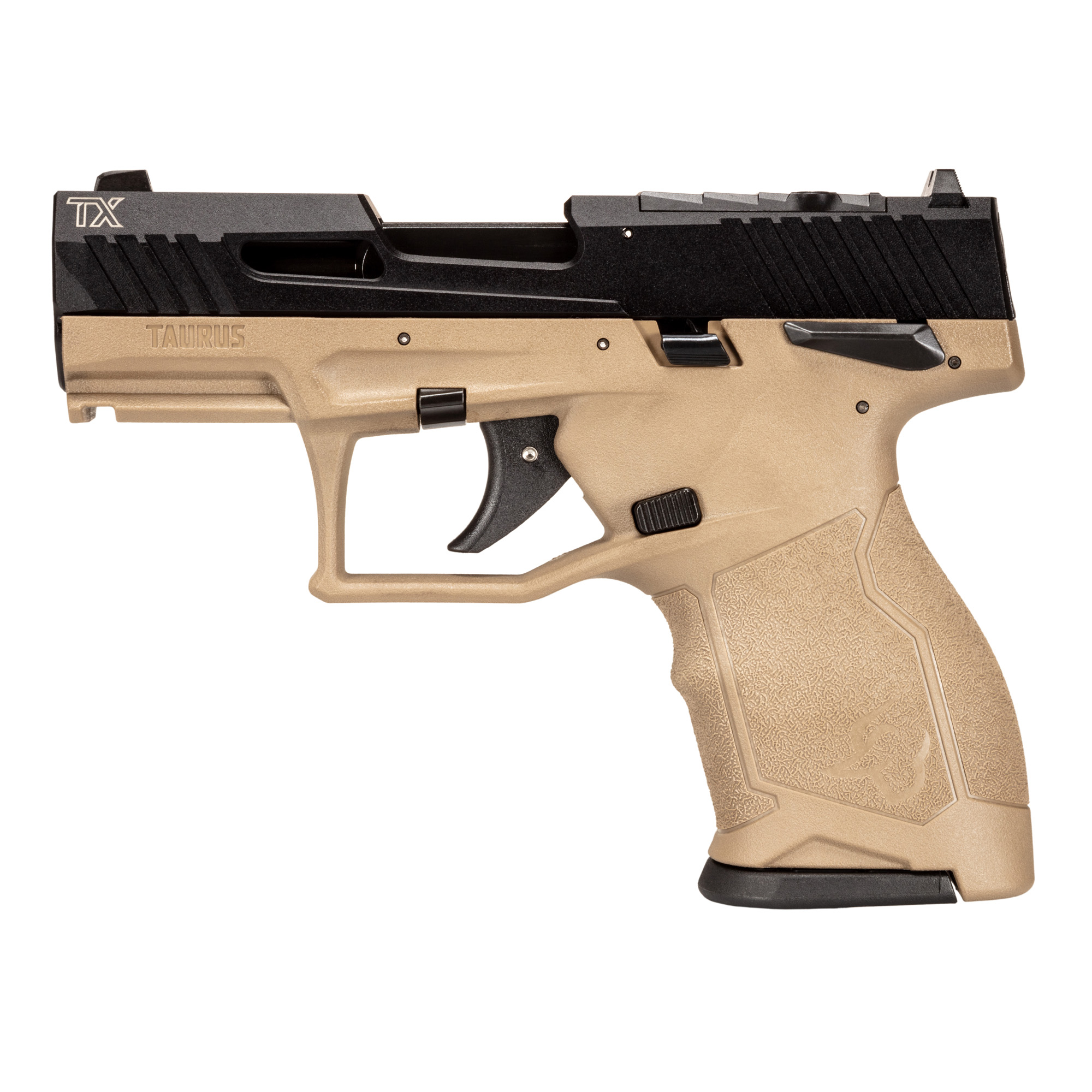 Taurus TX22 COMPACT Striker Fired 3.6″ 22 LR 13rd Blade Front/Adjustable Rear – Flat Dark Earth, Black