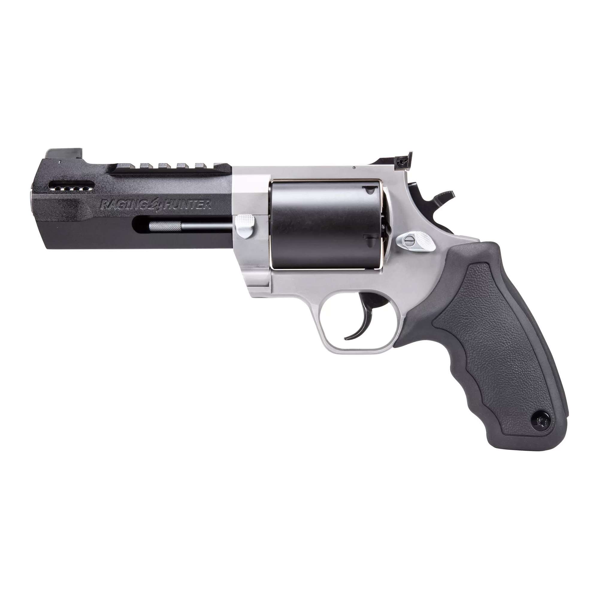 Taurus Raging Hunter Double Action 5.12″ 500 S&W 5rd Blade Front/Adjustable Rear – Silver, Black