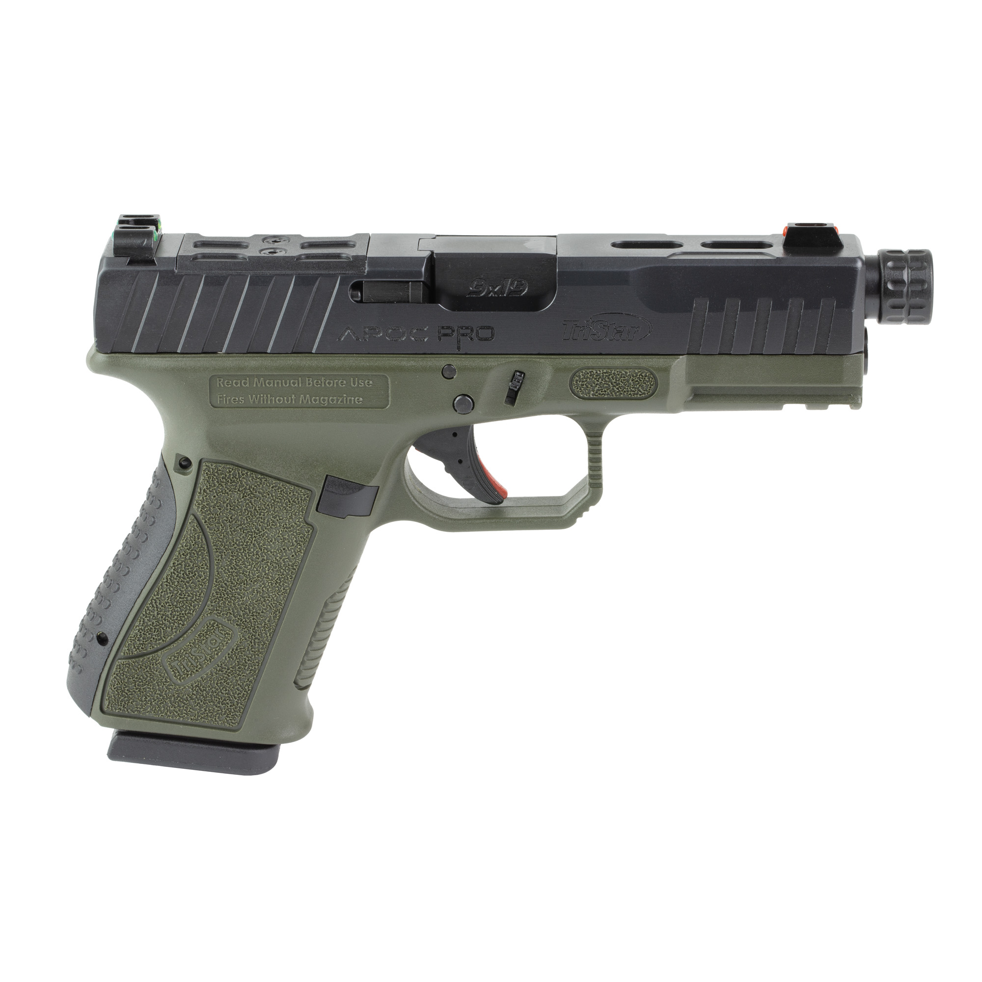 TriStar APOC Pro Striker Fired 4.48" 9MM 15 Rounds Fiber Optic - Black, Oli-img-1