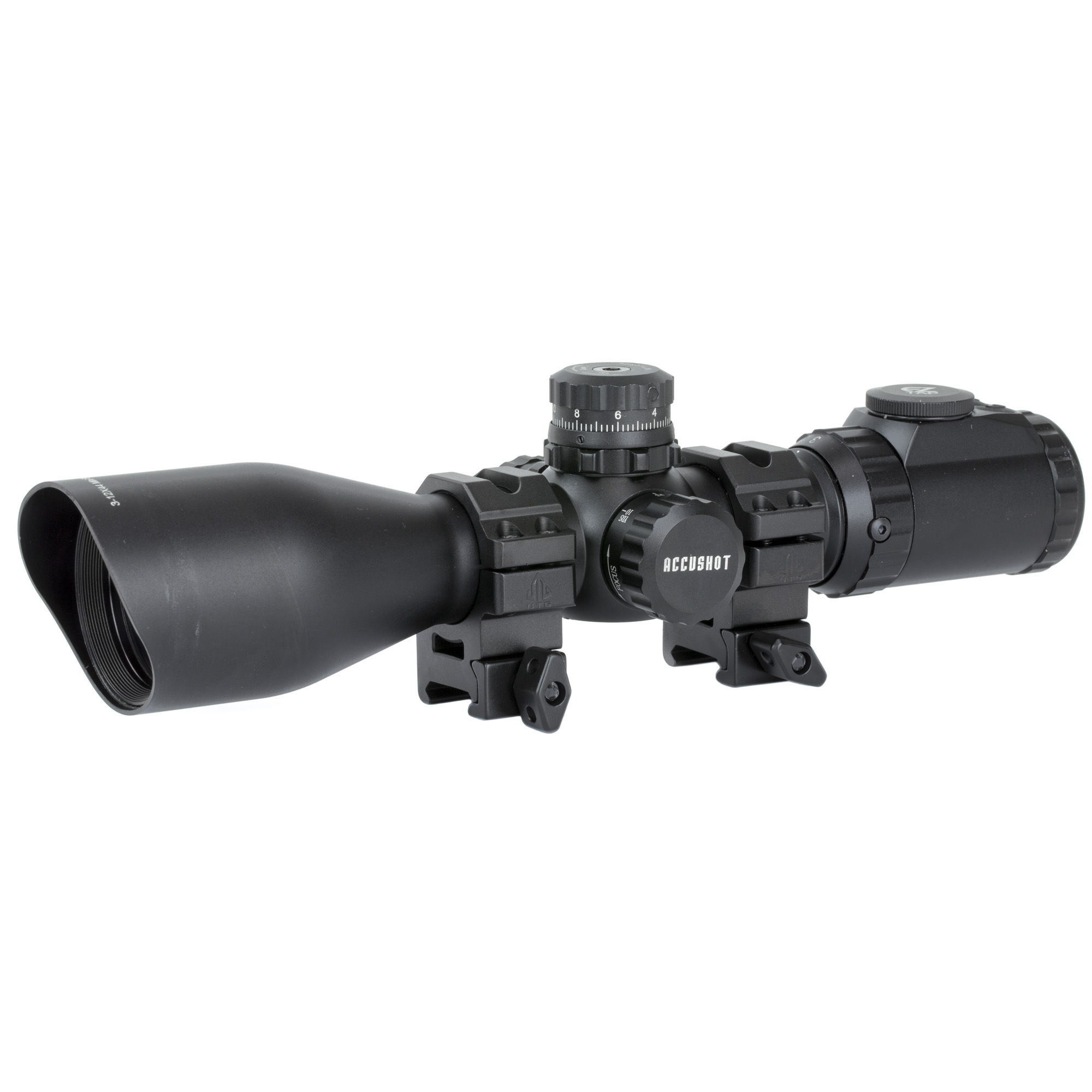 UTG 3-12×44 30mm Compact Scope – AO – 36-color Mil-dot – w/Rings