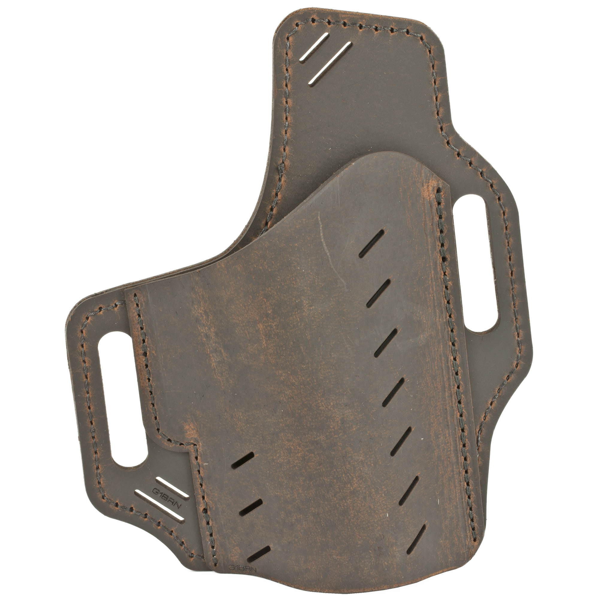 Versacarry Double Stacked Pistol Guardian Water Buffalo 4″ Right Hand Leather Belt Holster – Brown