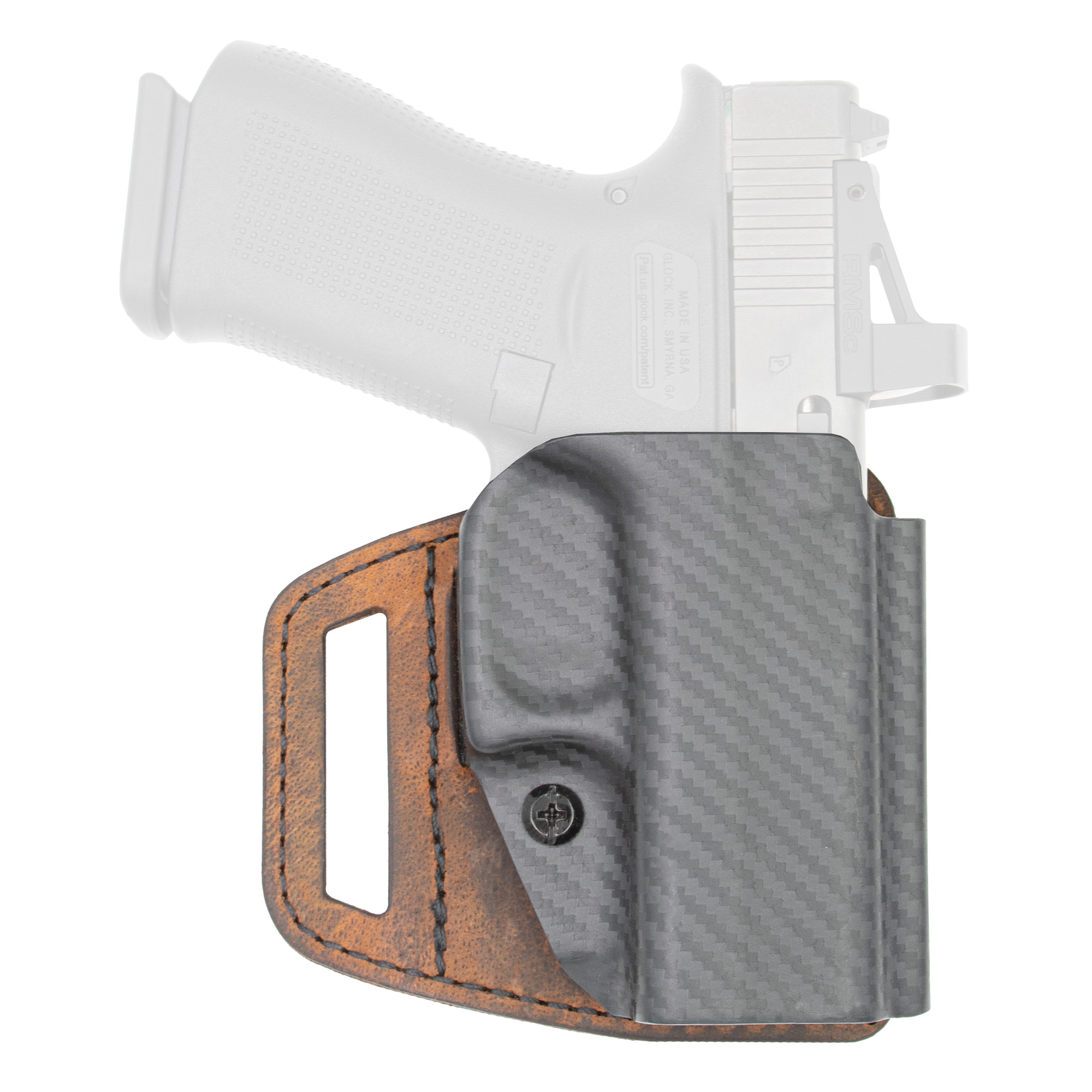 Versacarry S&W M&P Shield EZ 9MM/380ACP V-Slide Right Hand Leather, Polymer Belt Slide Holster – Brown