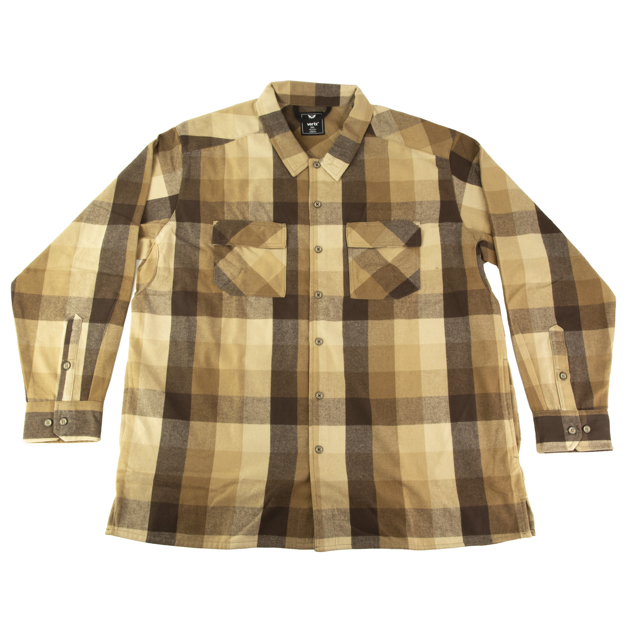 Vertx Last Line Flannel Cotton, Polyester Long Sleeve Shirt XXL – Tan