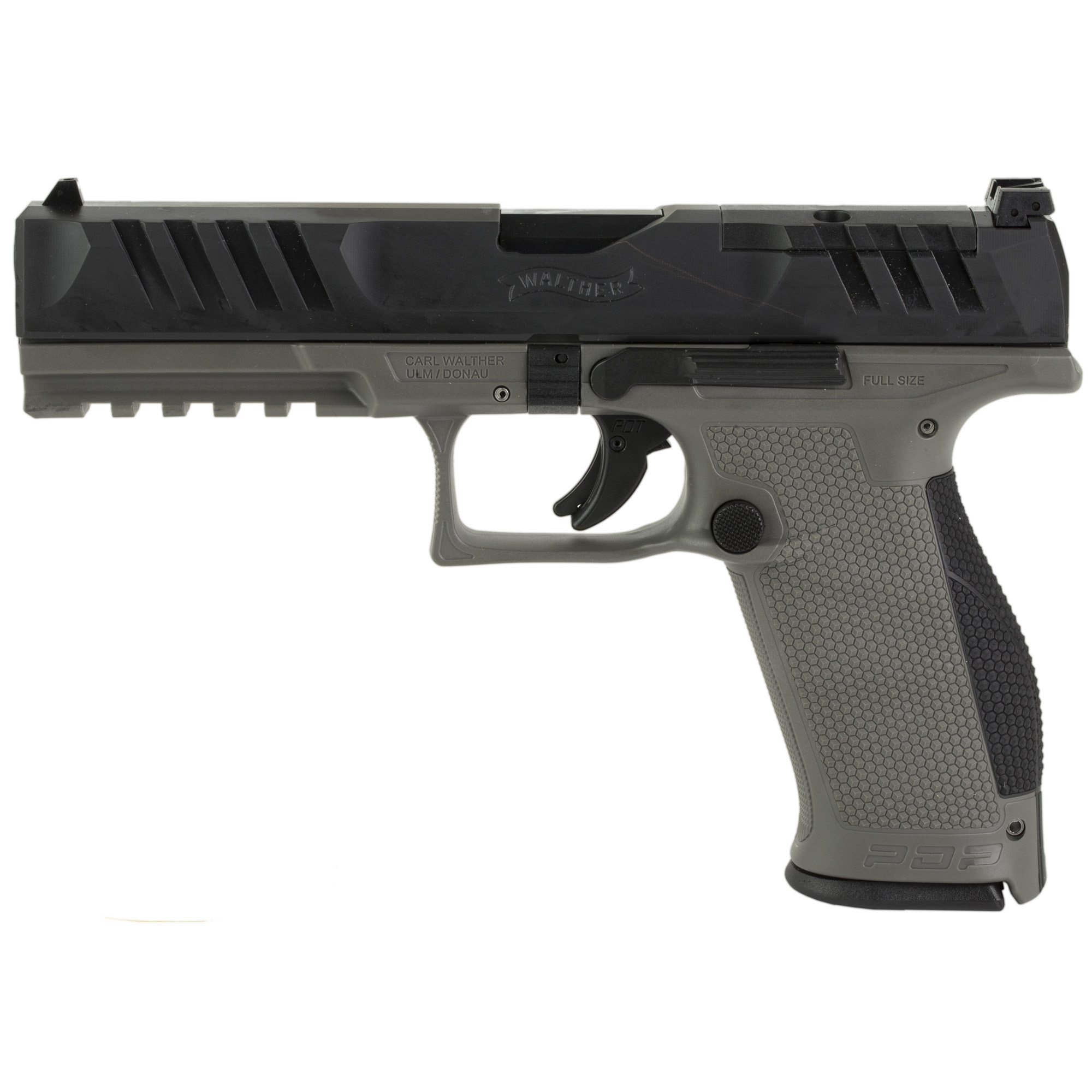 Walther PDP Compact Striker Fired 5″ 9mm 18rd Adjustable Rear Sight – Black, Gray