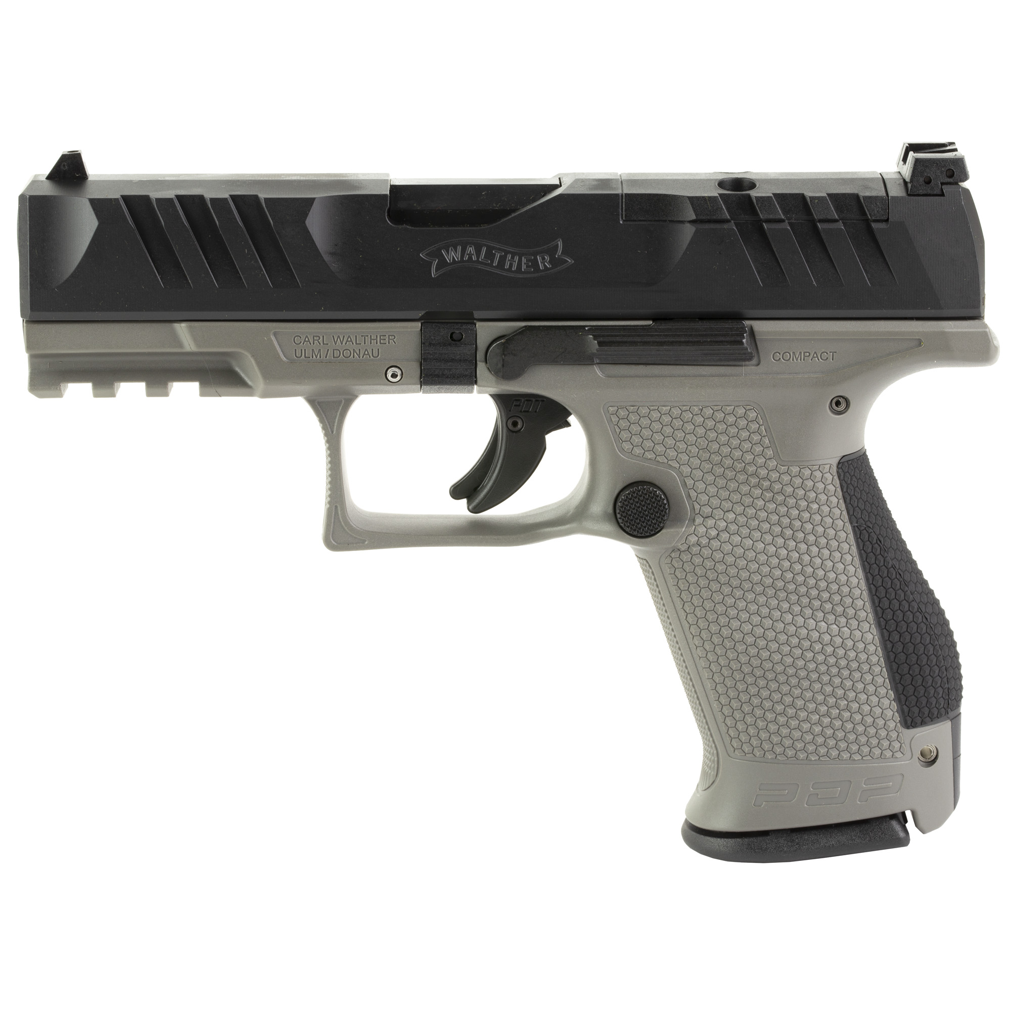 Walther PDP Compact Striker Fired 4″ 9mm 15rd Adjustable Sights – Black, Gray