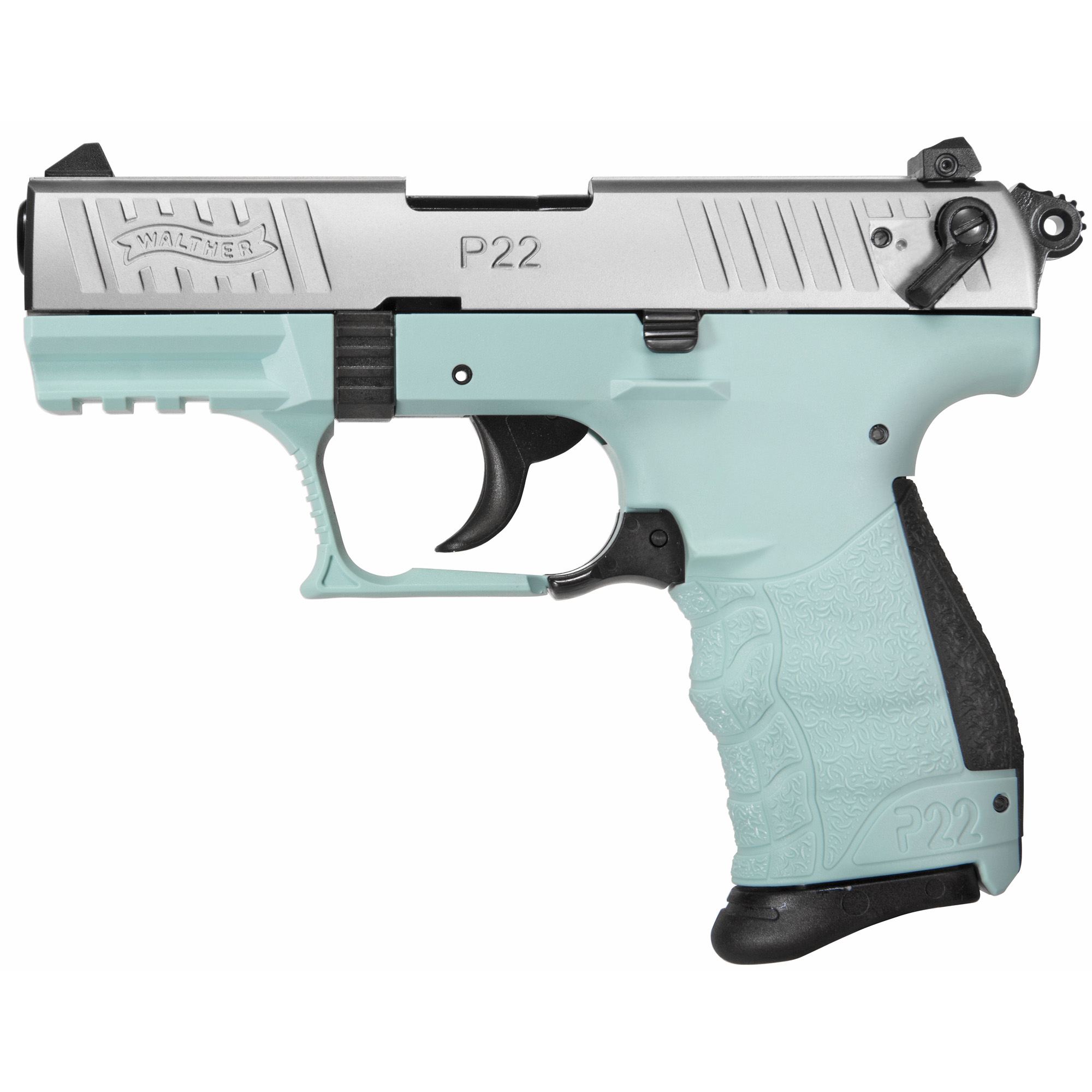 Walther P22Q Double Action 3.42″ 22 LR 10rd 3 Dot – Angel Blue, Silver