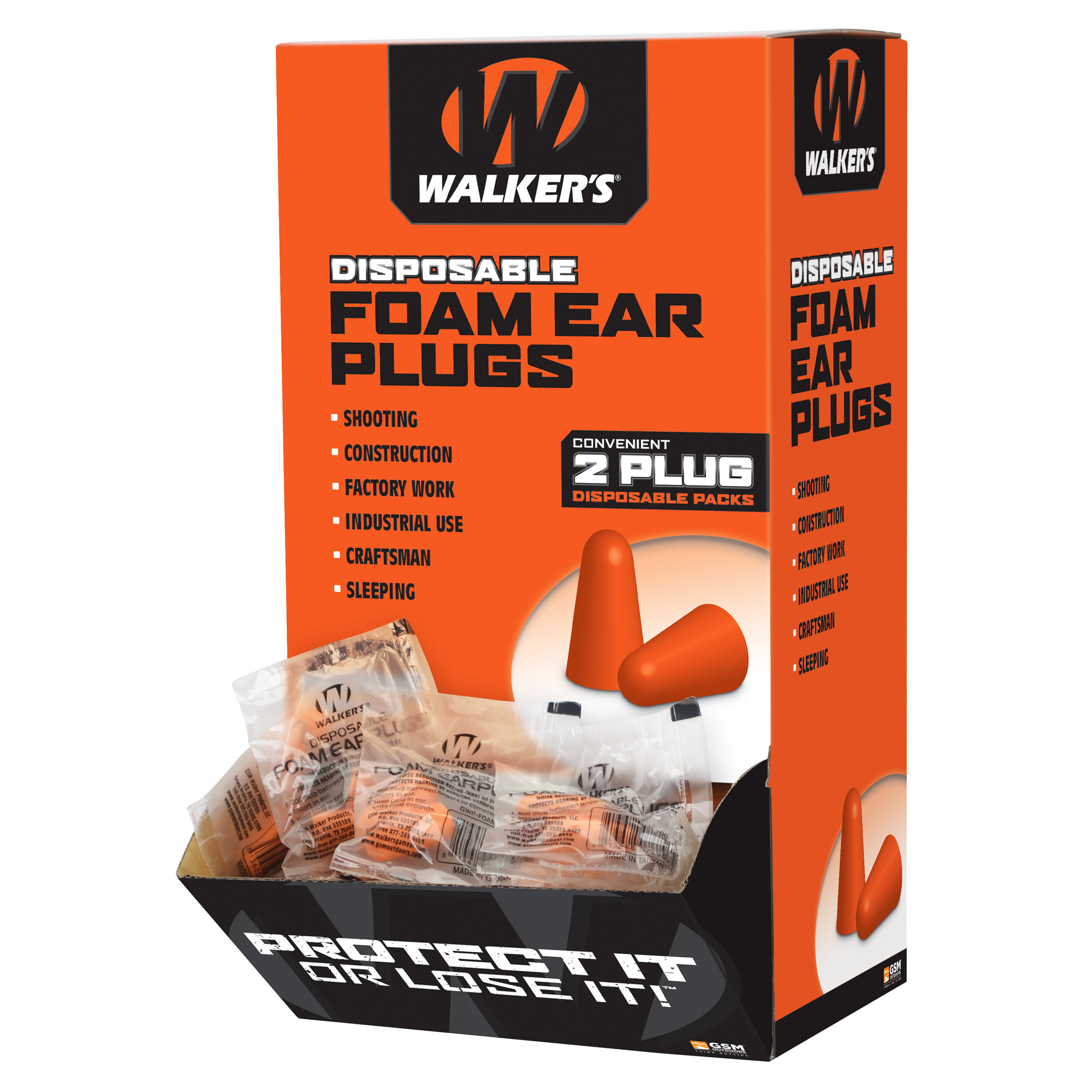 Walker’s Foam Ear Plug – 200 – Orange