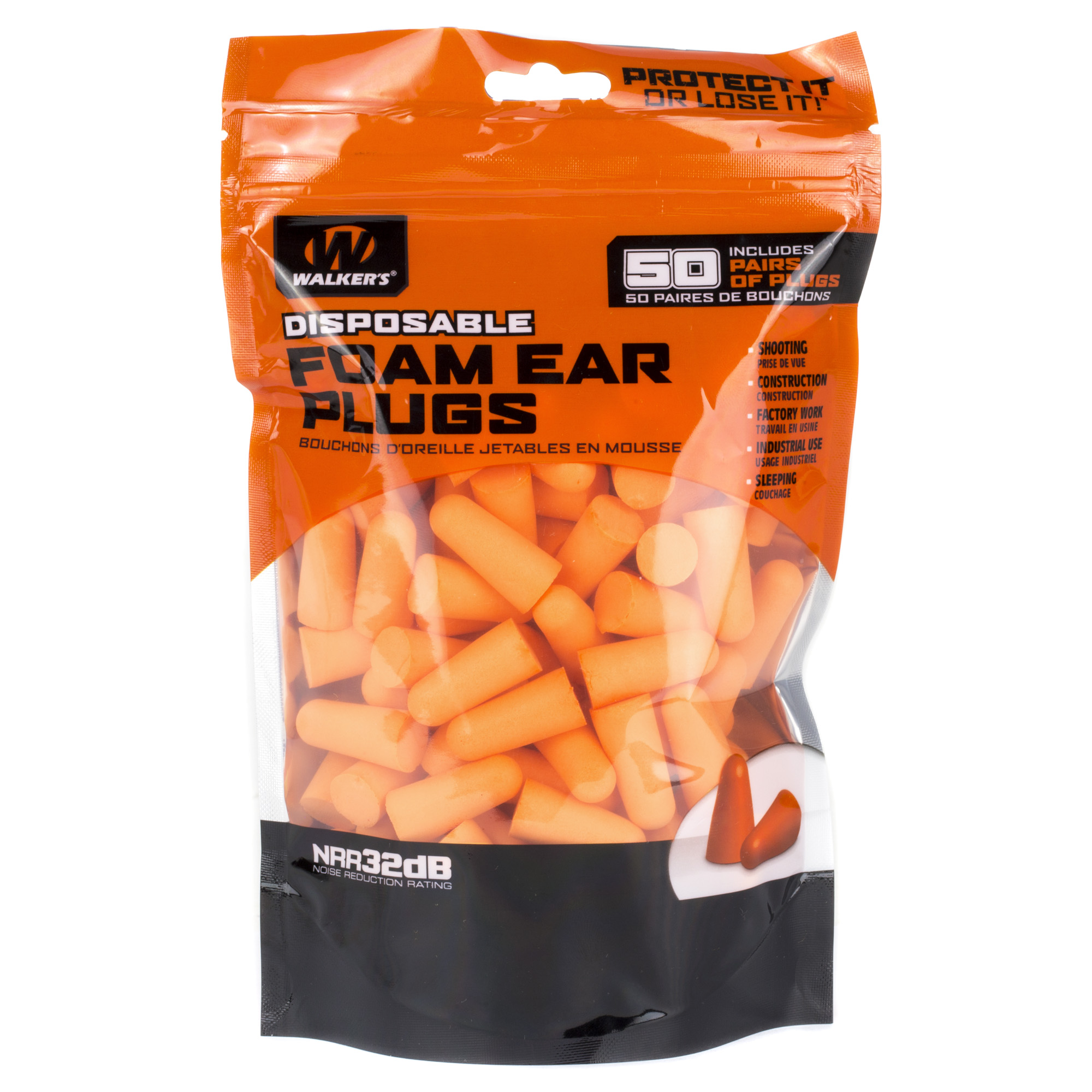 Walker’s Foam Ear Plug – 50 – Orange