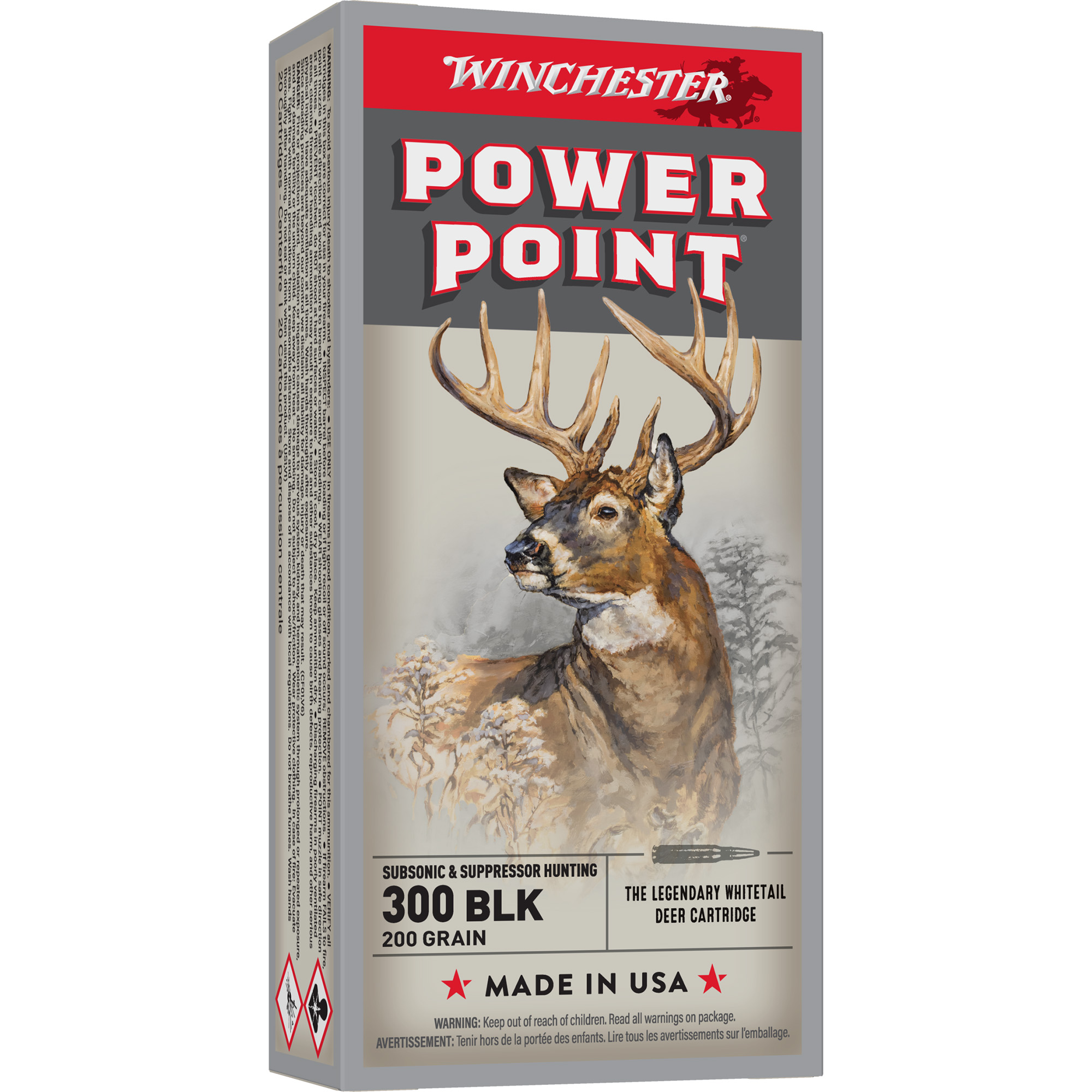 Winchester POWER-POINT SUBSONIC 300 Blackout 200gr Ballistic Tip – 20rd