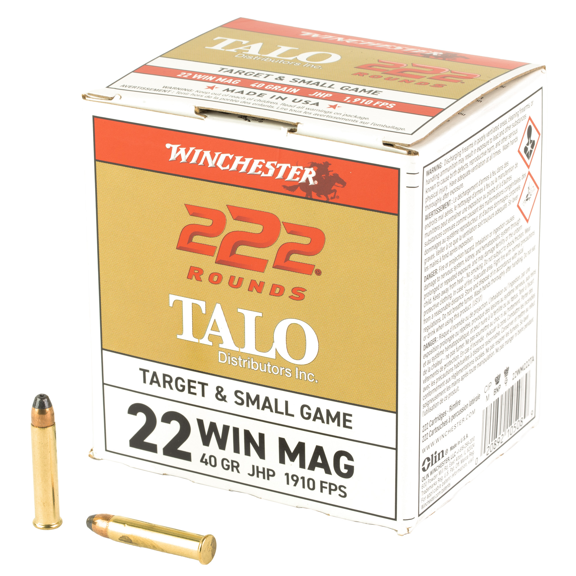 Winchester TALO Power-Point 22 WMR 40gr Jacketed Hollow Point – 222rd