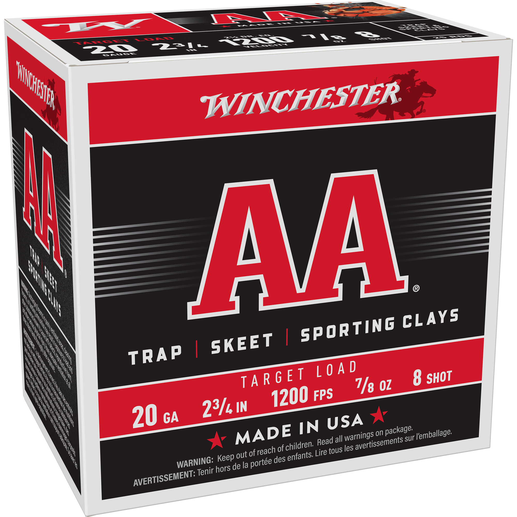 Winchester AA Target 20 Gauge 2.75″ #8 Shotshell – 25rd