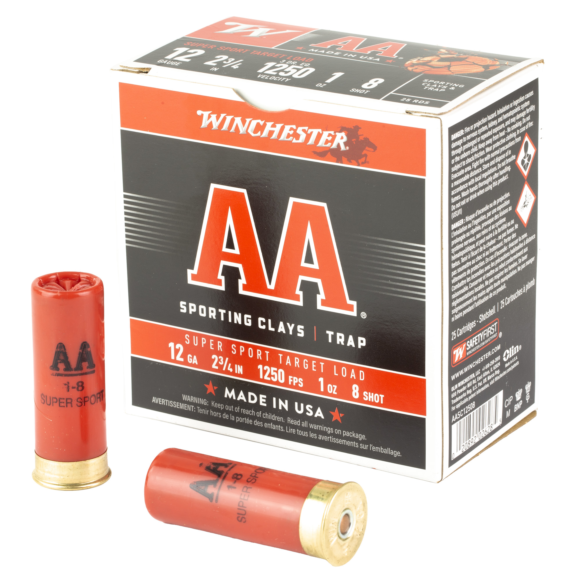 Winchester AA Supersport Sporting Clay 12 Gauge 2.75″ #8 Shotshell – 25rd