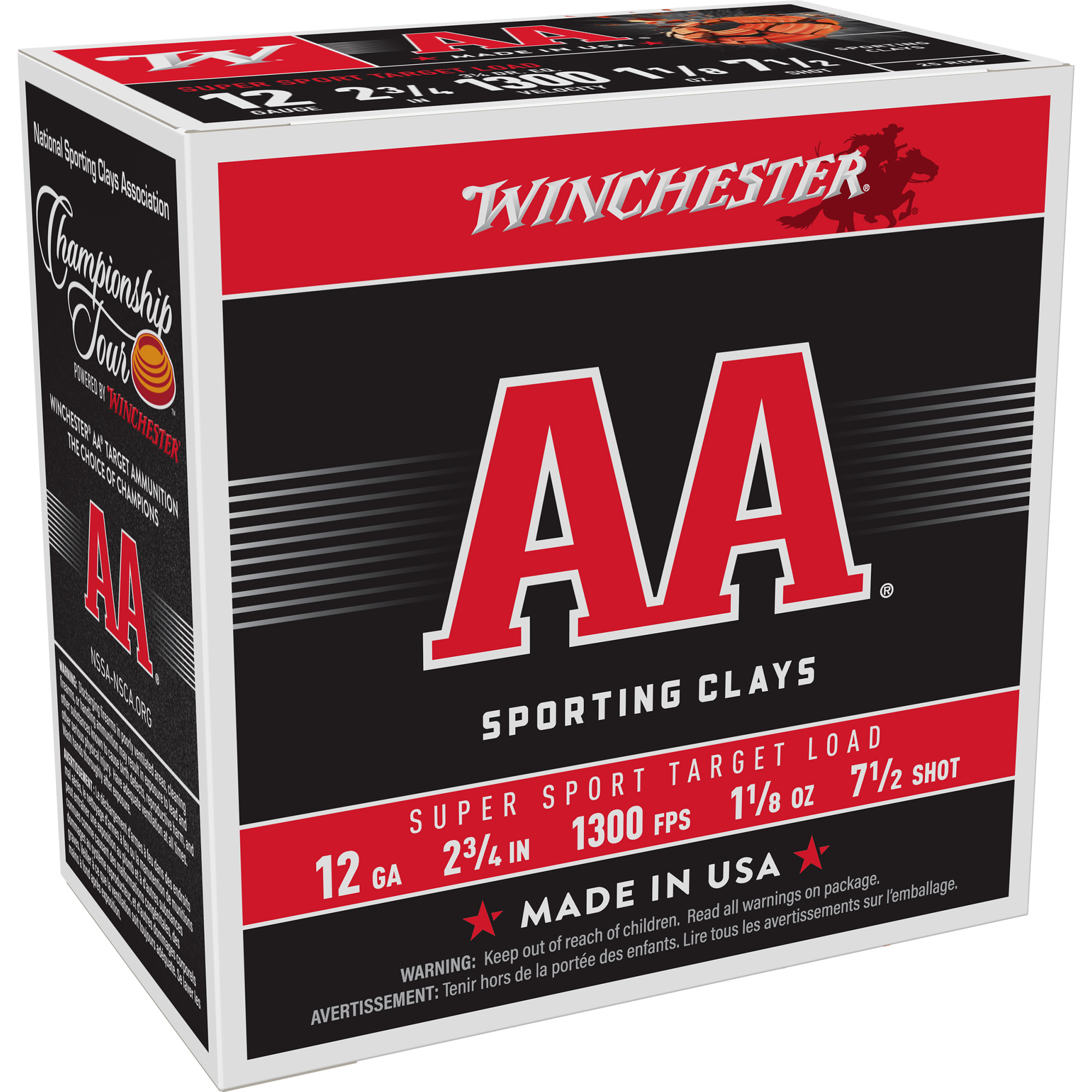 Winchester AA Supersport Sporting Clay 12 Gauge 2.75″ #7.5 Shotshell – 25rd