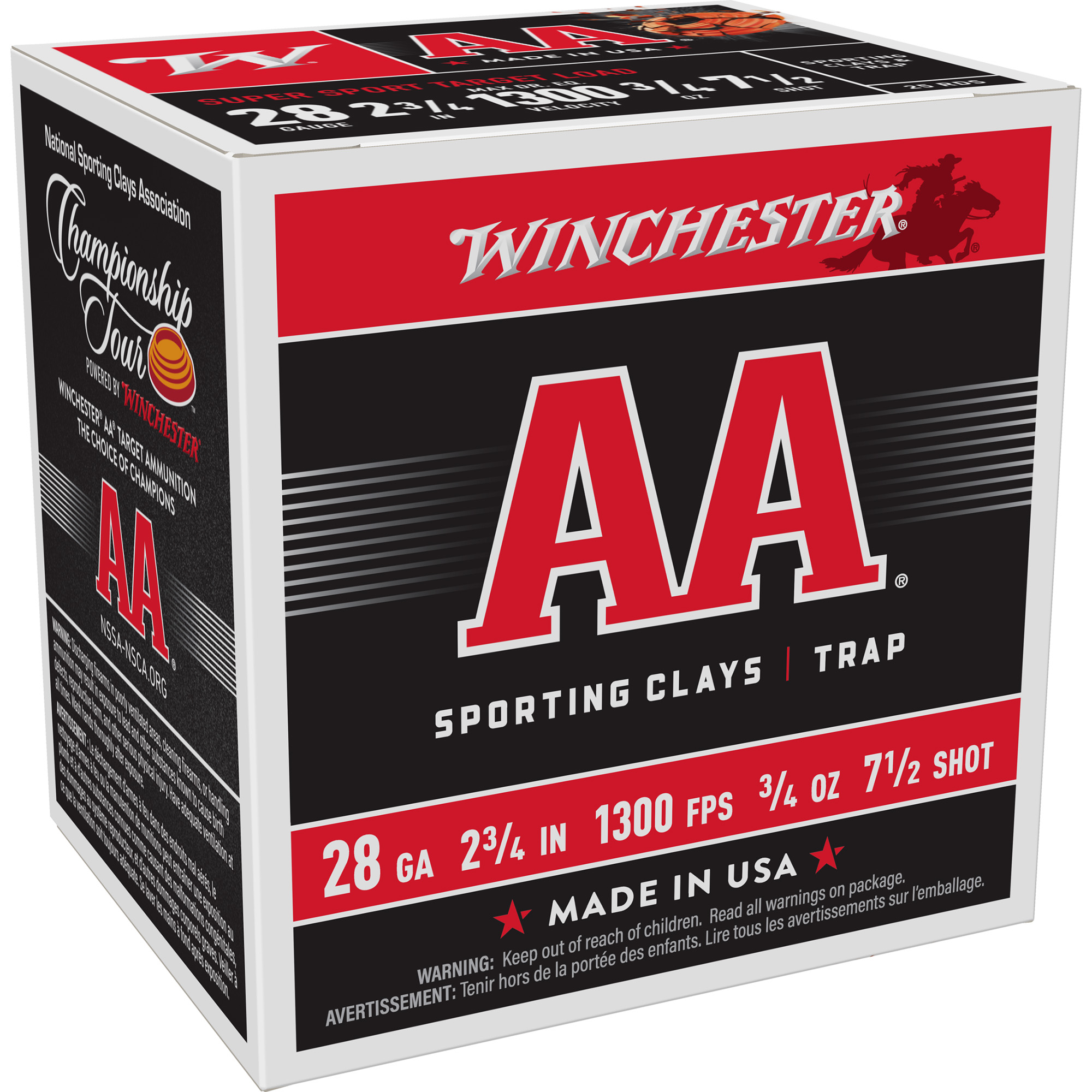 Winchester AA Supersport Sporting Clay 28 Gauge 2.75″ #7.5 Shotshell – 25rd