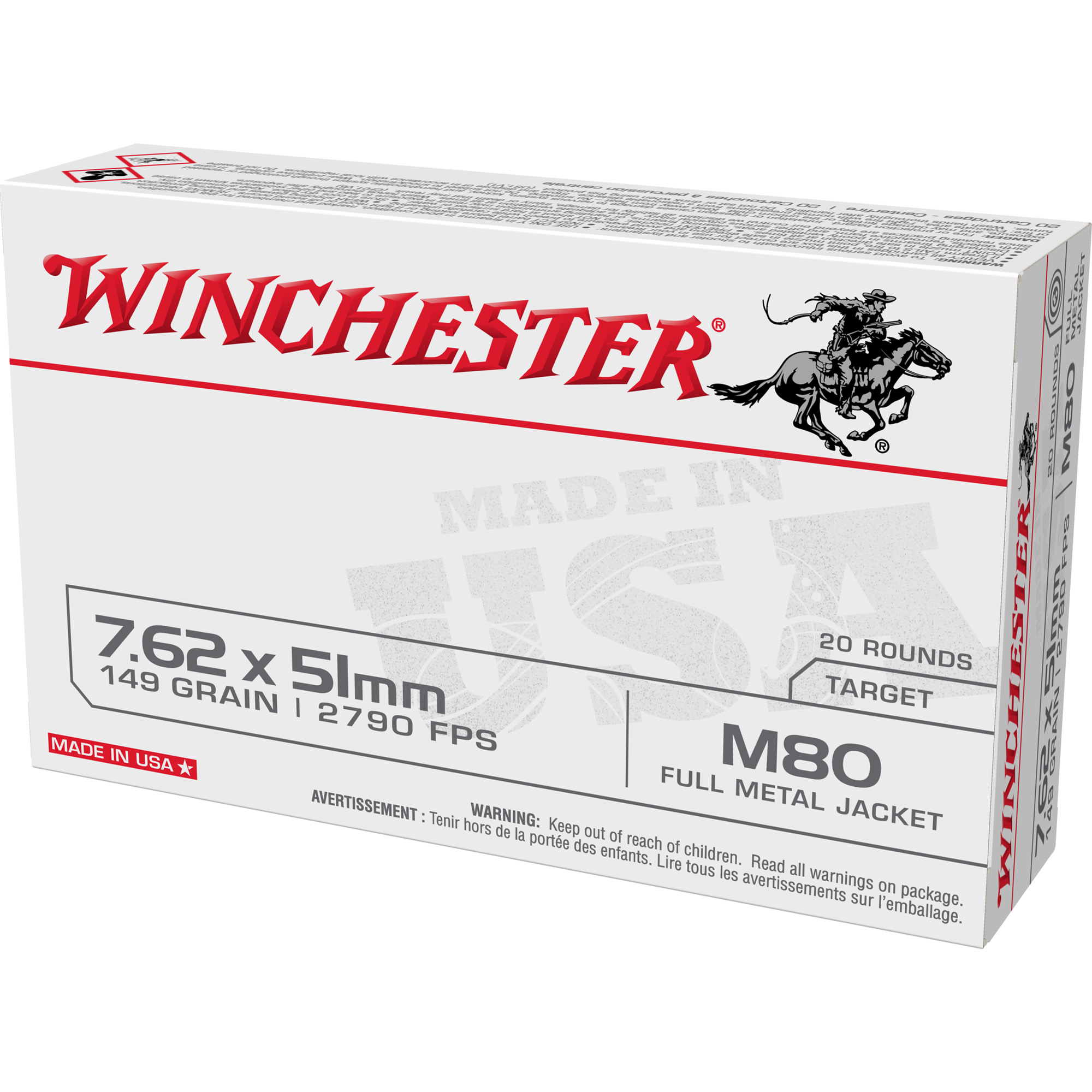 Winchester M80 7.62 NATO 149gr Full Metal Jacket – 20rd