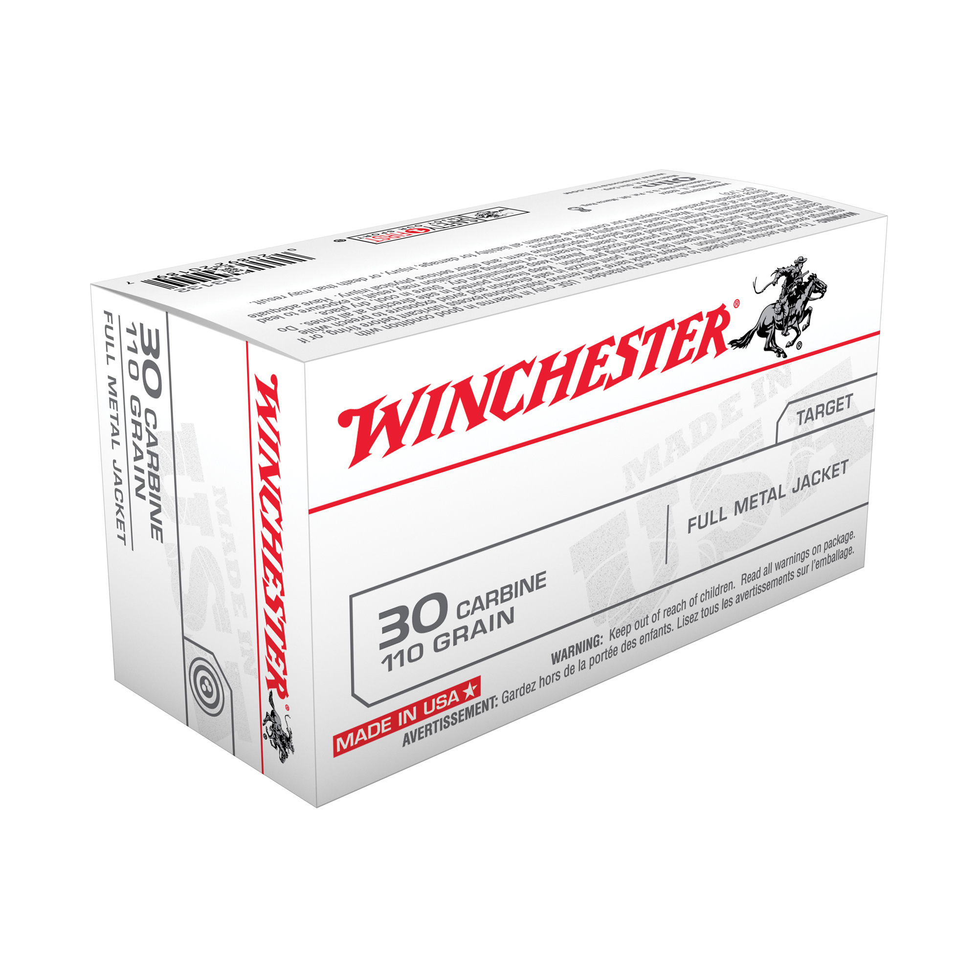 Winchester USA 30 Carbine 110gr Full Metal Jacket – 50rd