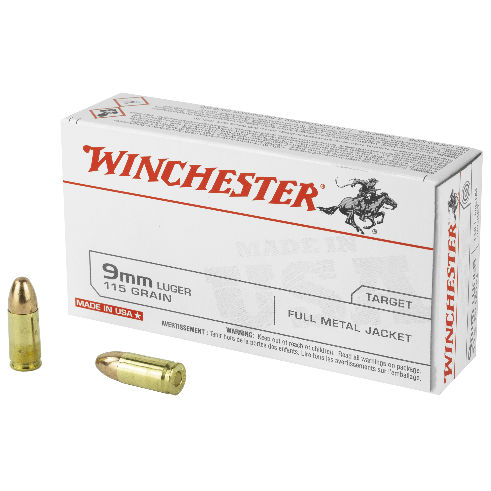 Winchester USA 9mm 115gr Full Metal Jacket – 50rd