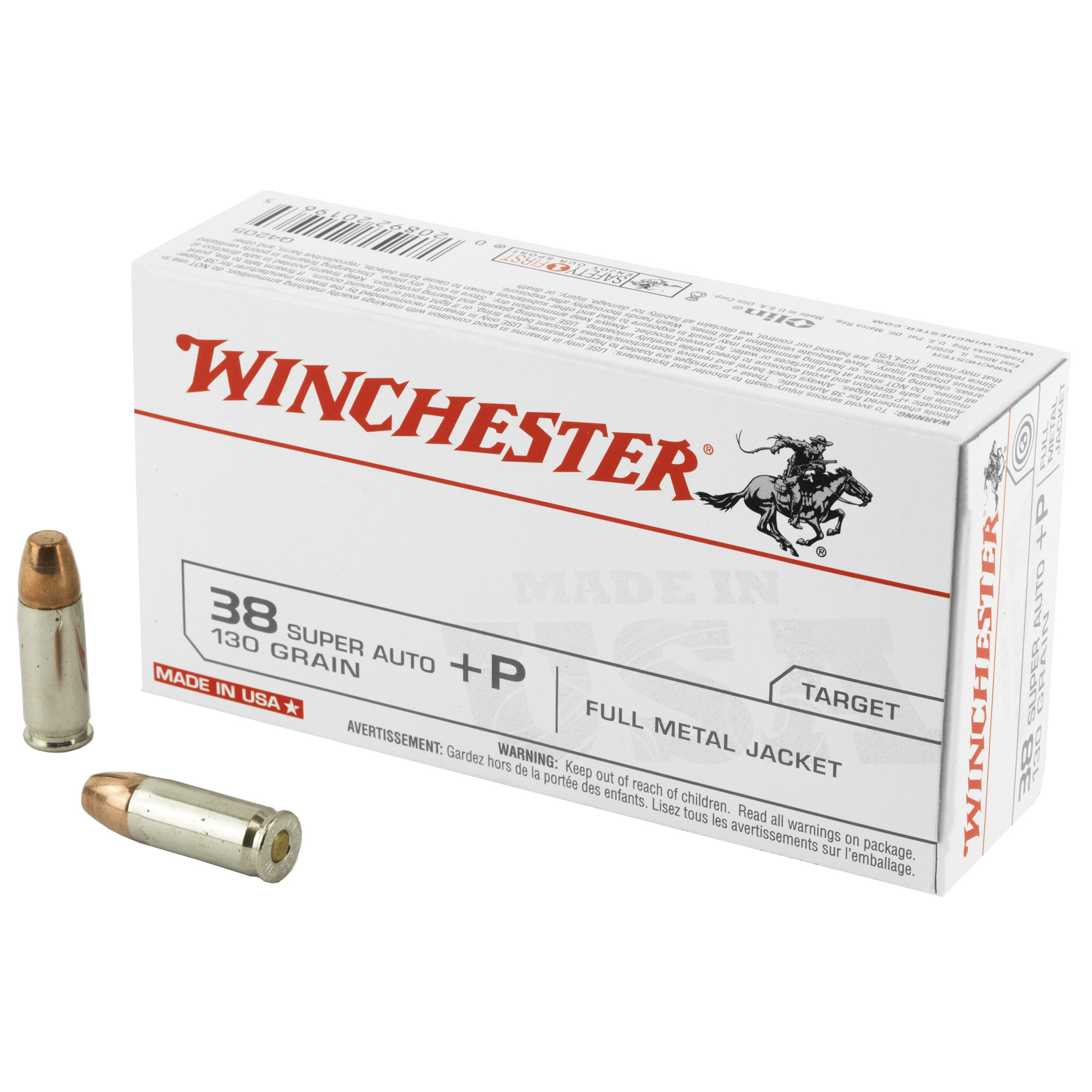 Winchester USA 38 Super +P 130gr Full Metal Jacket – 50rd