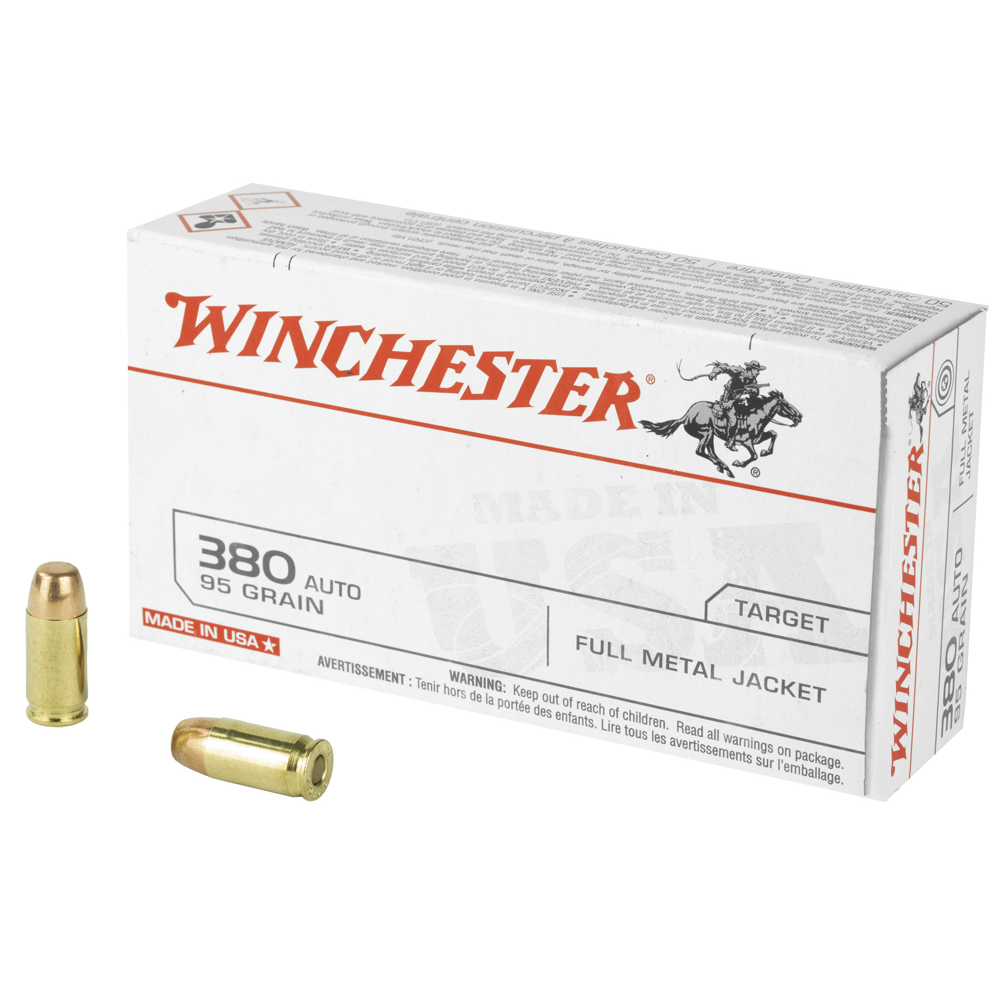 Winchester USA 380 ACP 95gr Full Metal Jacket – 50rd