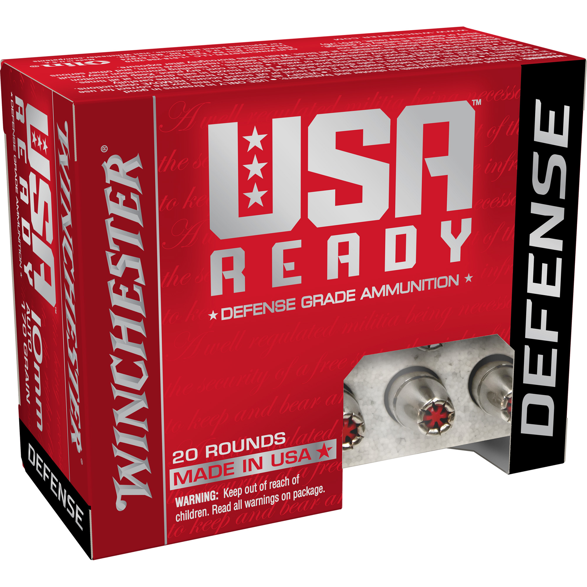 Winchester USA READY DEFENSE HEX VENT 10mm 170gr Hollow Point – 20rd