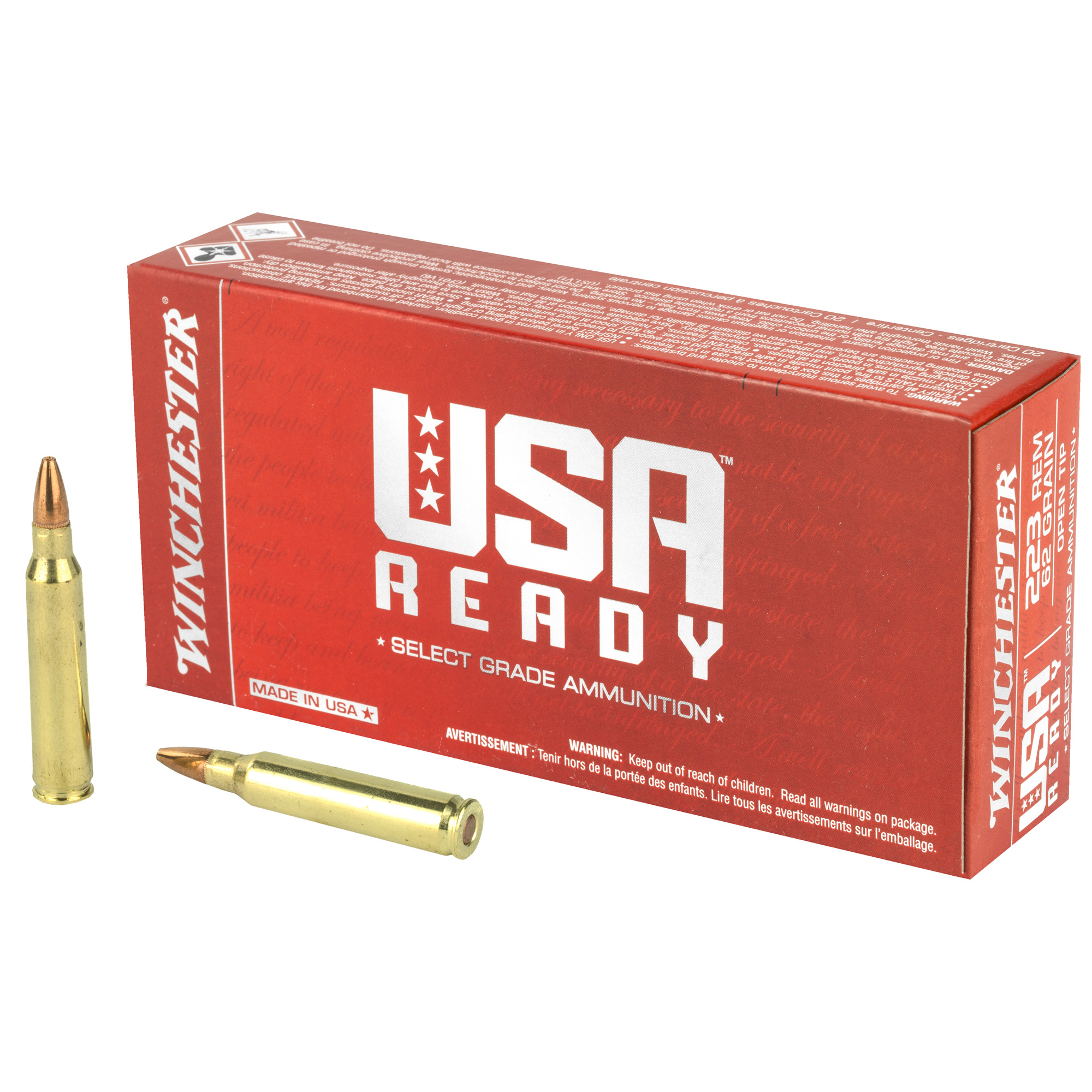 Winchester USA Ready 223 Remington 62gr Open Tip – 20rd