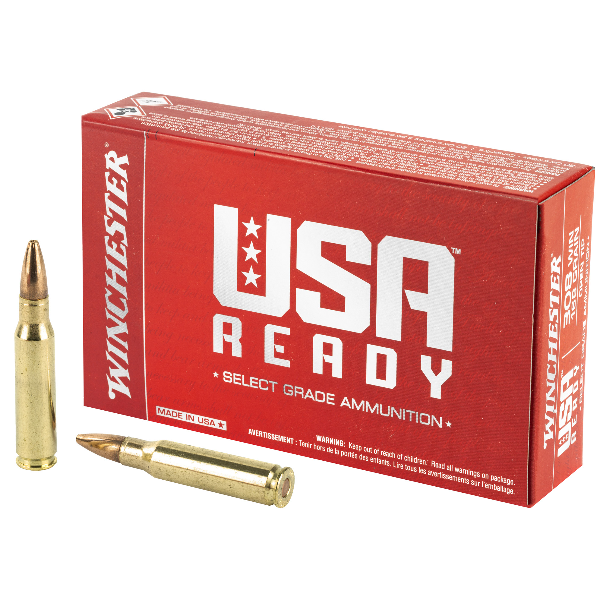 Winchester USA Ready 308 Winchester 168gr Open Tip – 20rd