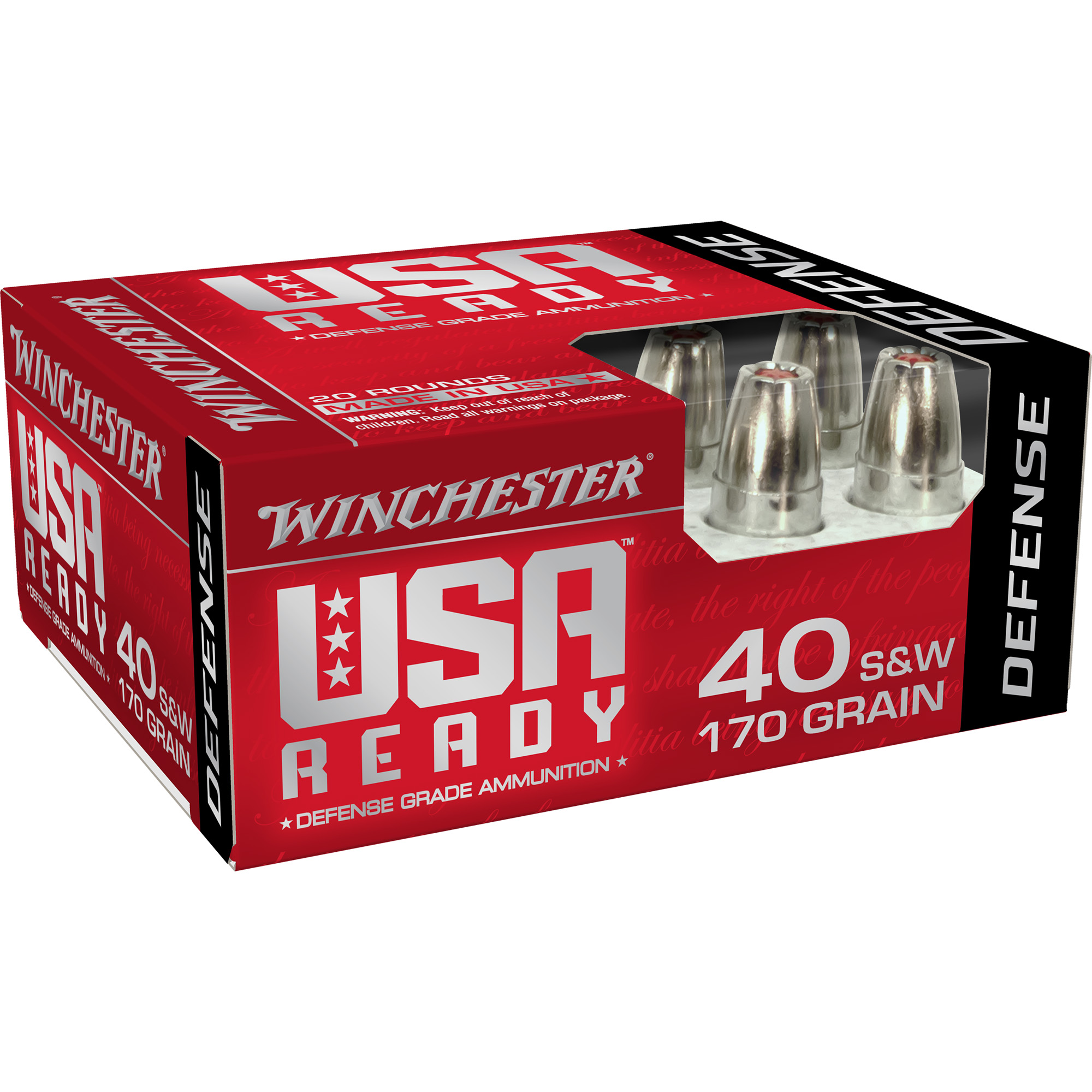 Winchester USA Ready 40 S&W 155gr Hollow Point – 20rd