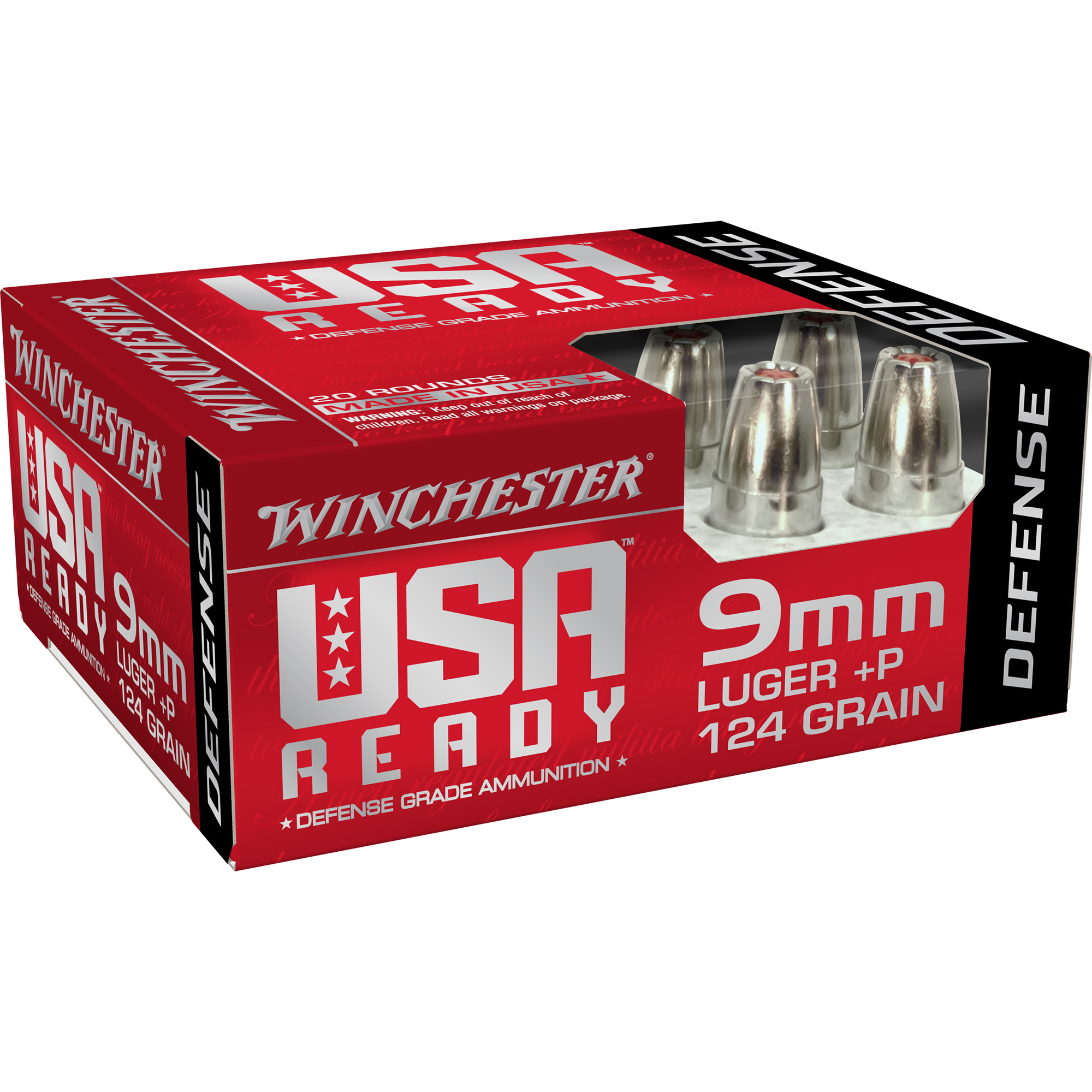 Winchester USA Ready 9mm +P 124gr Hollow Point – 20rd