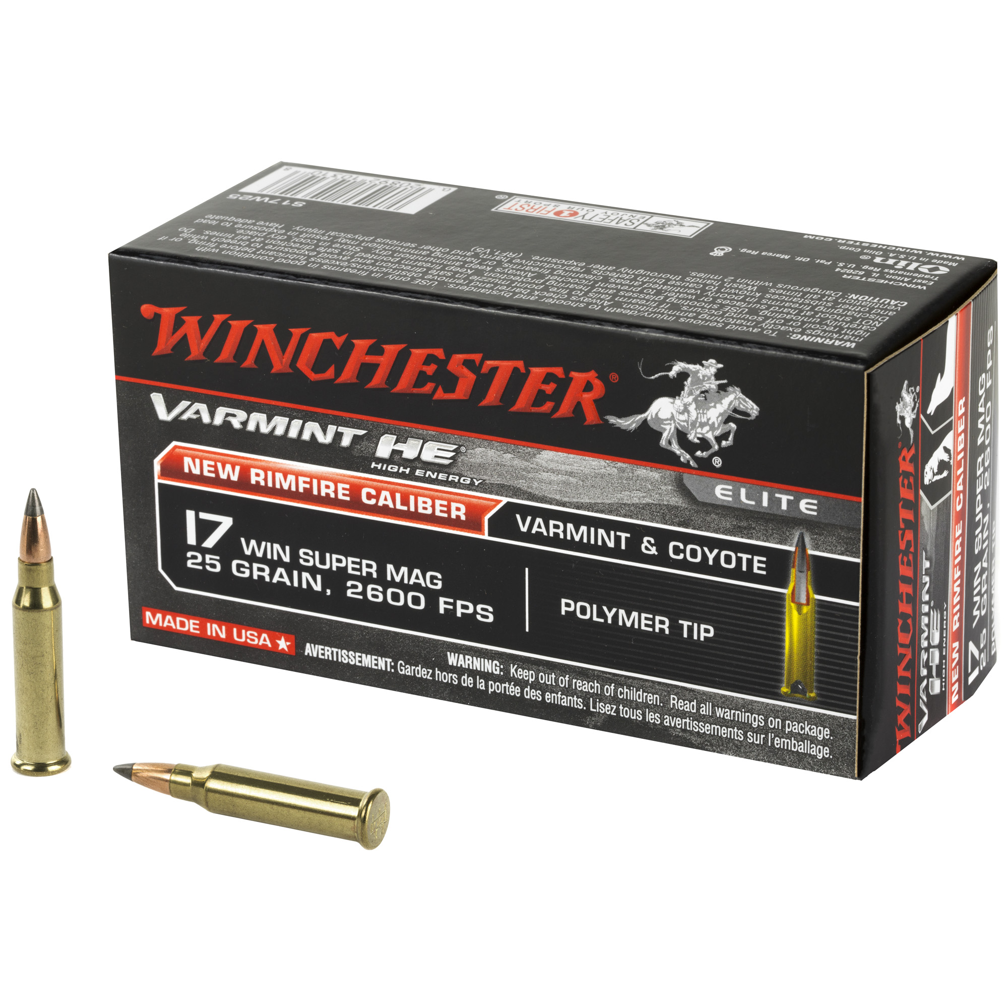 Winchester Varmint HE 17 Winchester Super Magnum 25gr Polymer Tip – 50rd