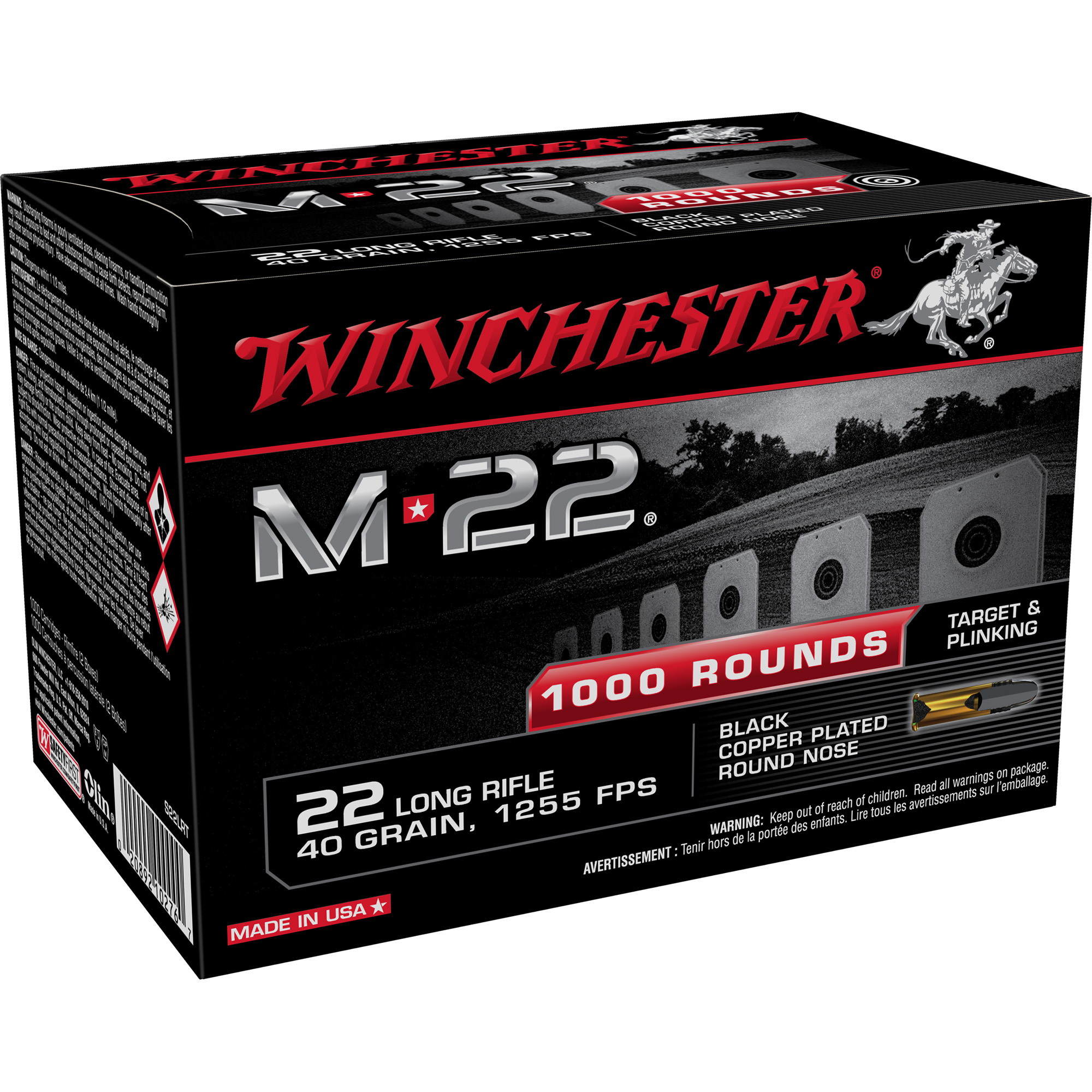 Winchester M22 22 LR 40gr Copper Plated Round Nose – 1000rd