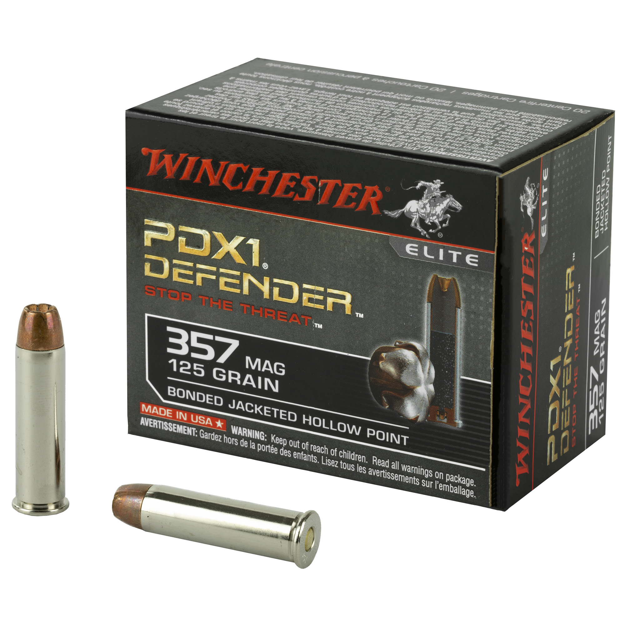 Winchester PDX1 Defender 357 Magnum 125gr Jacketed Hollow Point – 20rd