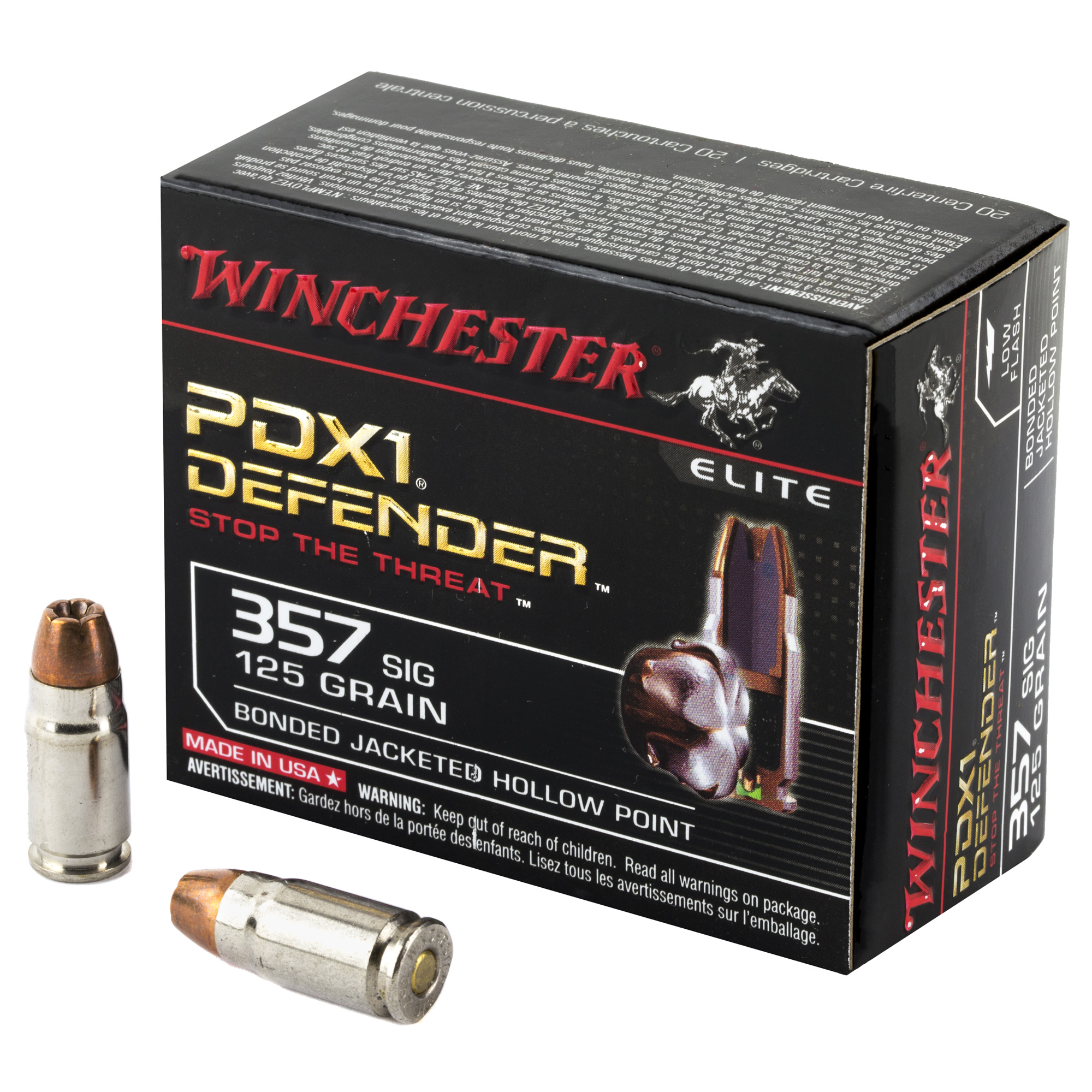 Winchester PDX1 Defender 357 Sig 125gr Jacketed Hollow Point – 20rd