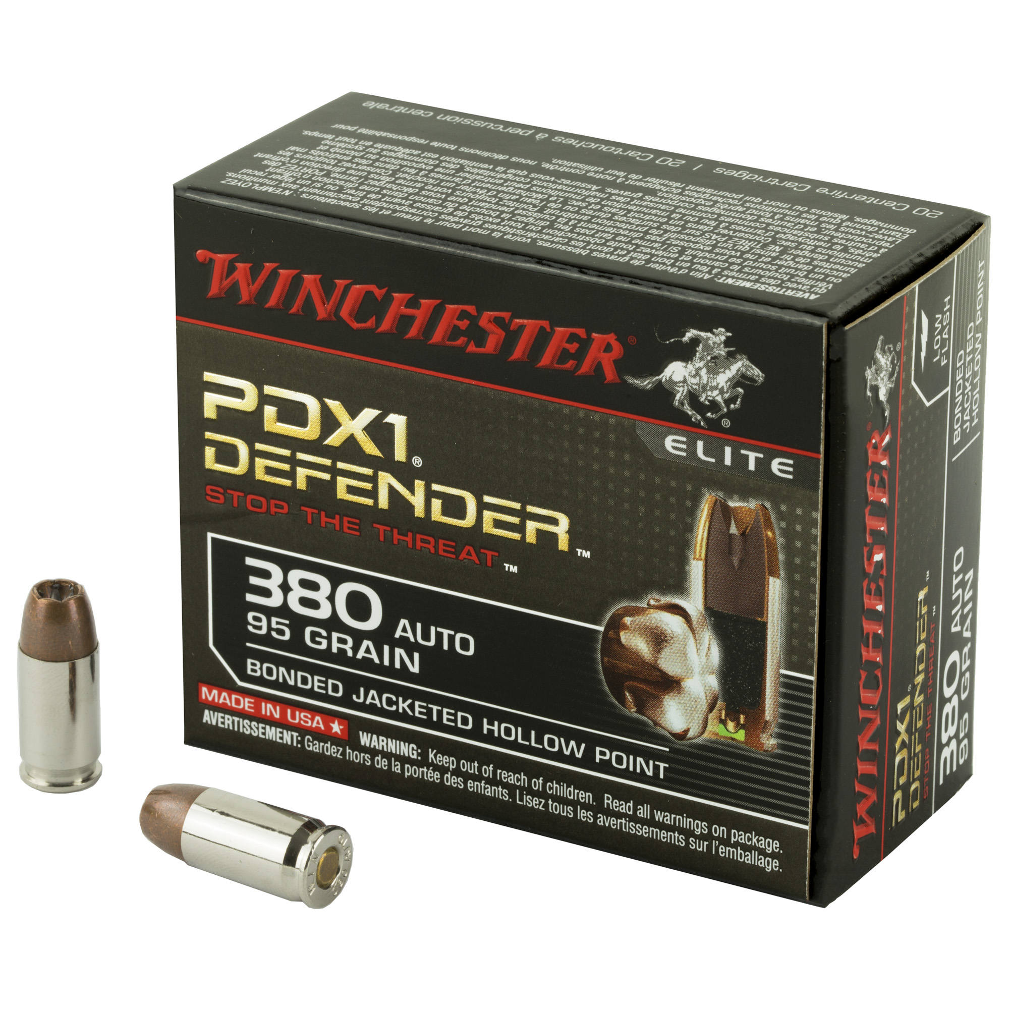 Winchester PDX1 Defender 380 ACP 95gr Jacketed Hollow Point – 20rd