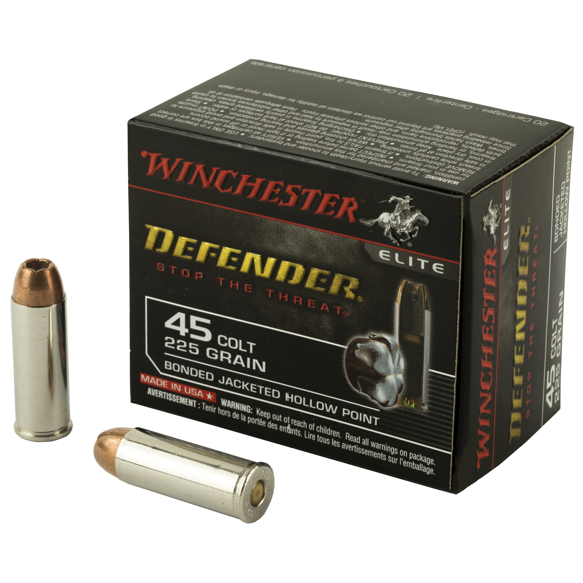 Winchester PDX1 Defender 45 Long Colt 225gr Jacketed Hollow Point – 20rd