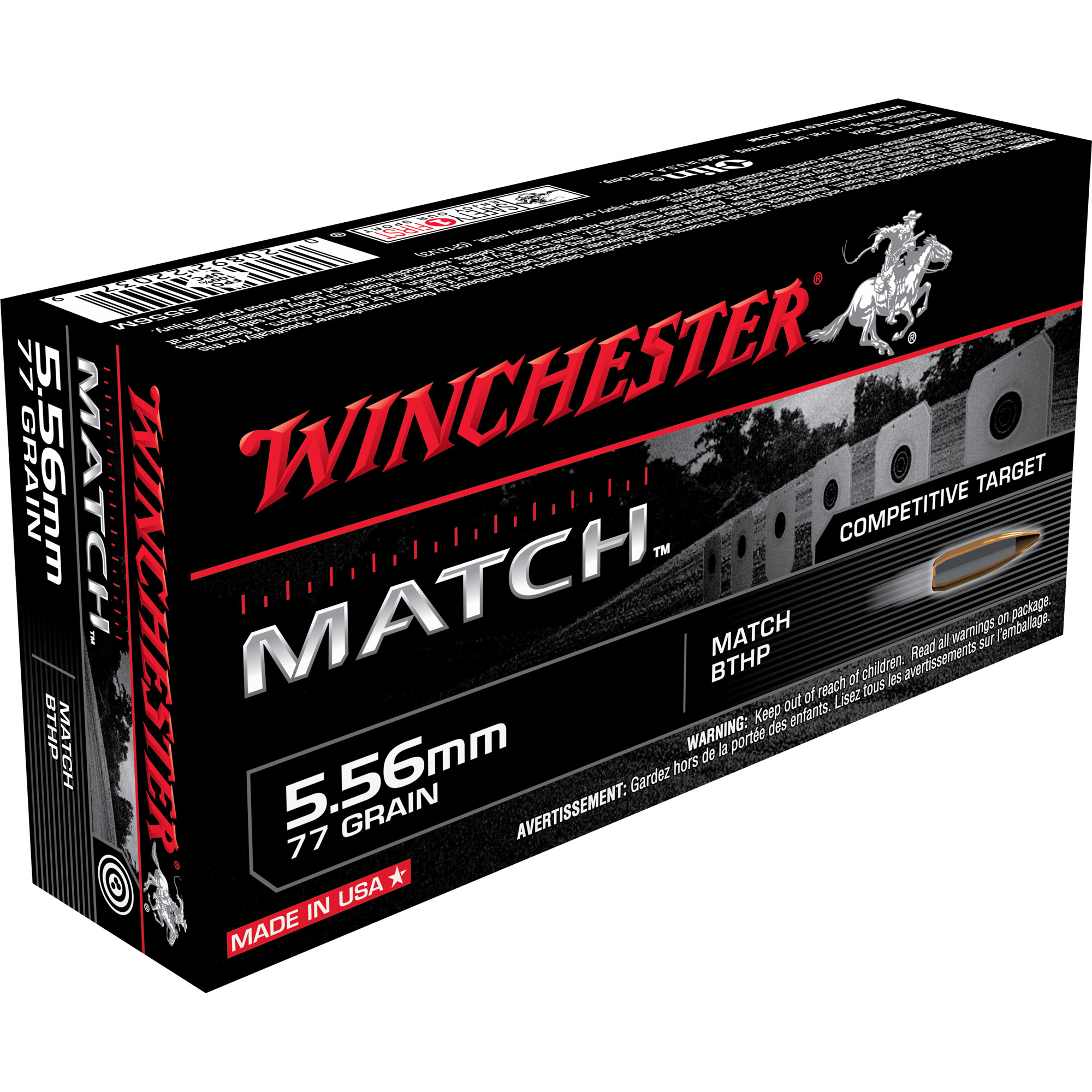 Winchester Match 5.56 NATO 77gr Boat Tail Hollow Point – 20rd