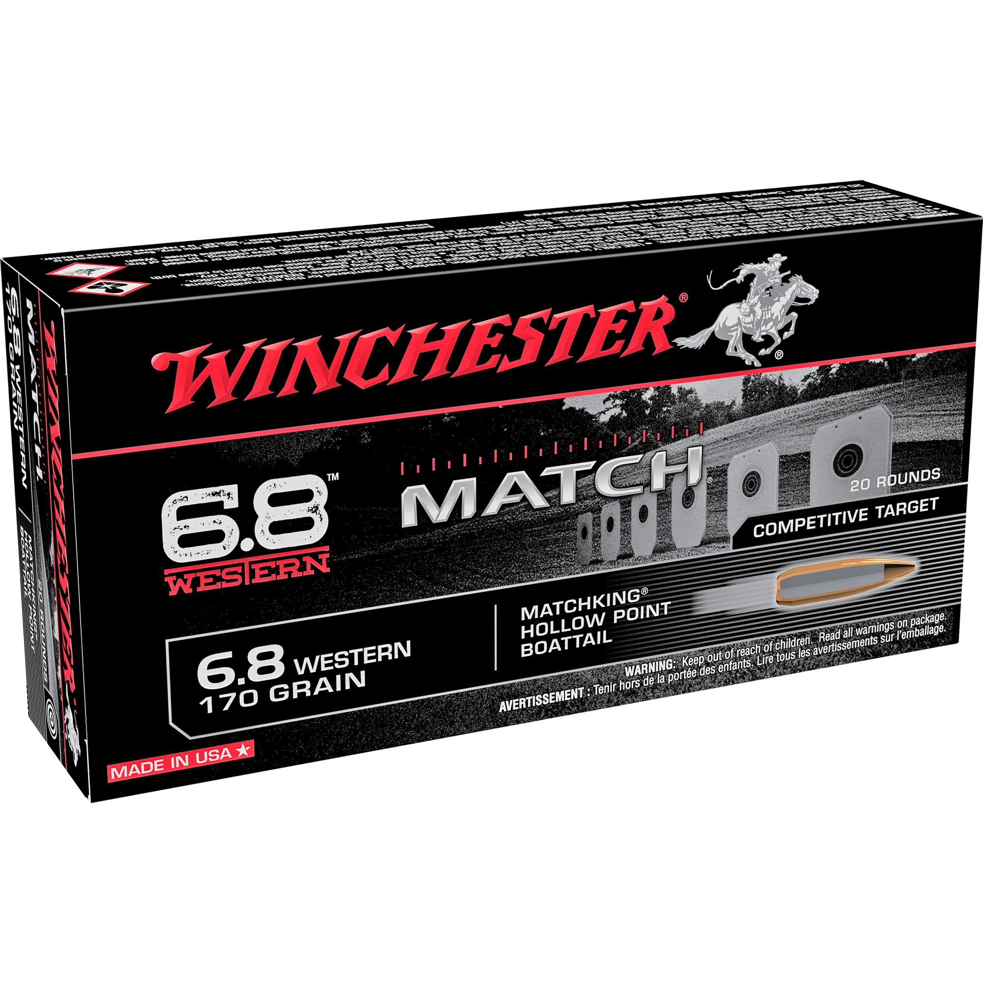 Winchester Match 6.8 Western 170gr Hollow Point – 20rd