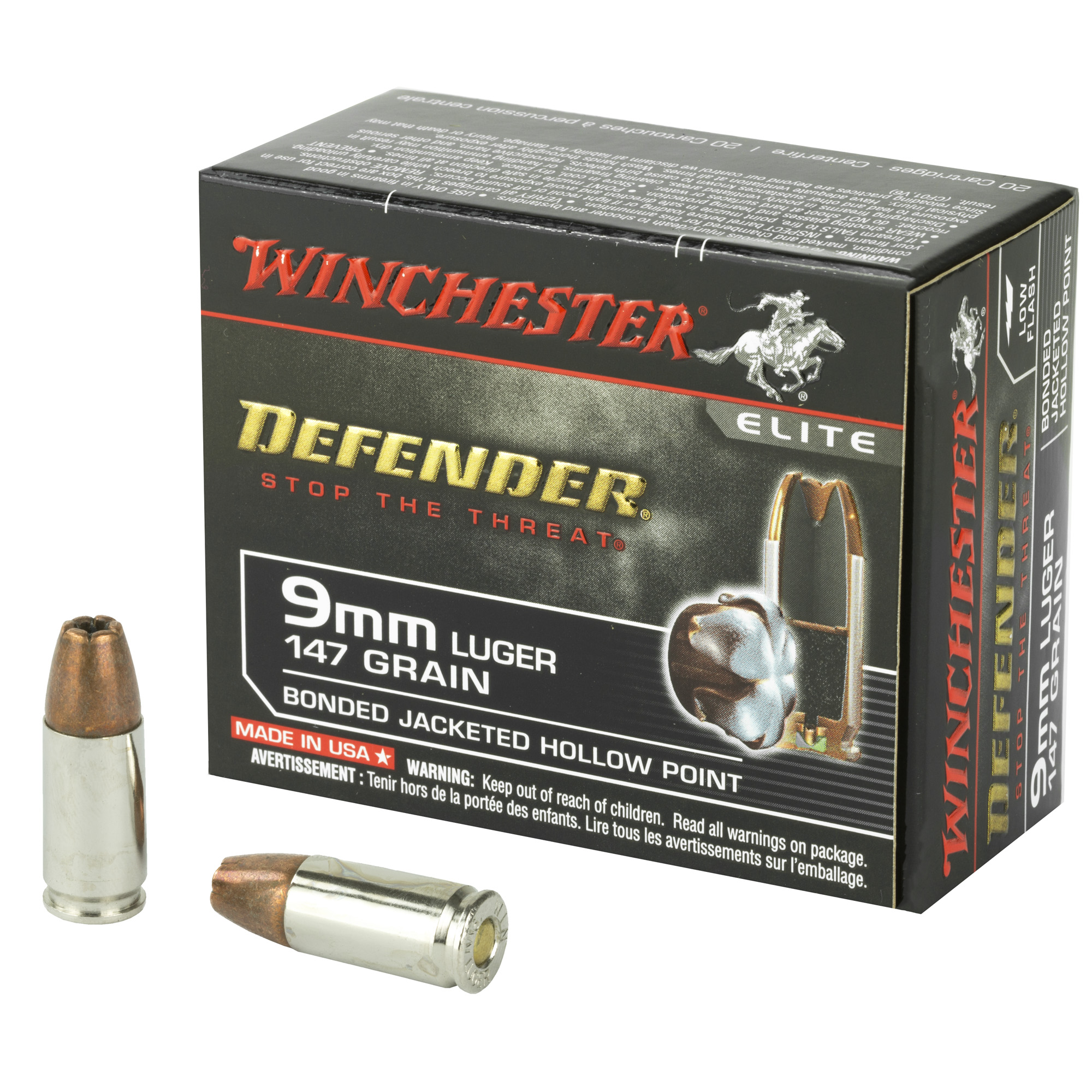 Winchester PDX1 Defender 9mm 147gr Jacketed Hollow Point – 20rd