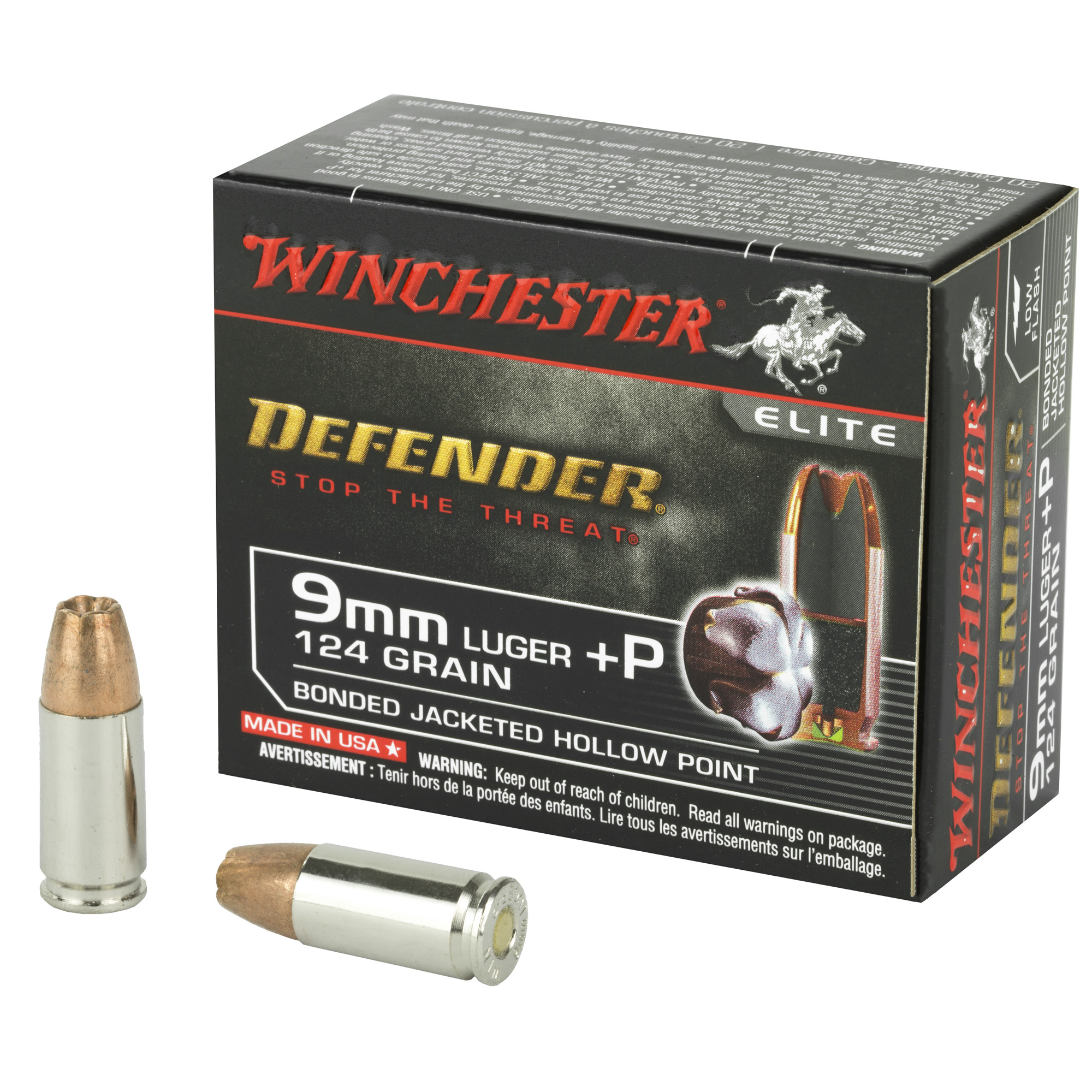 Winchester PDX1 Defender 9mm 124gr Jacketed Hollow Point – 20rd