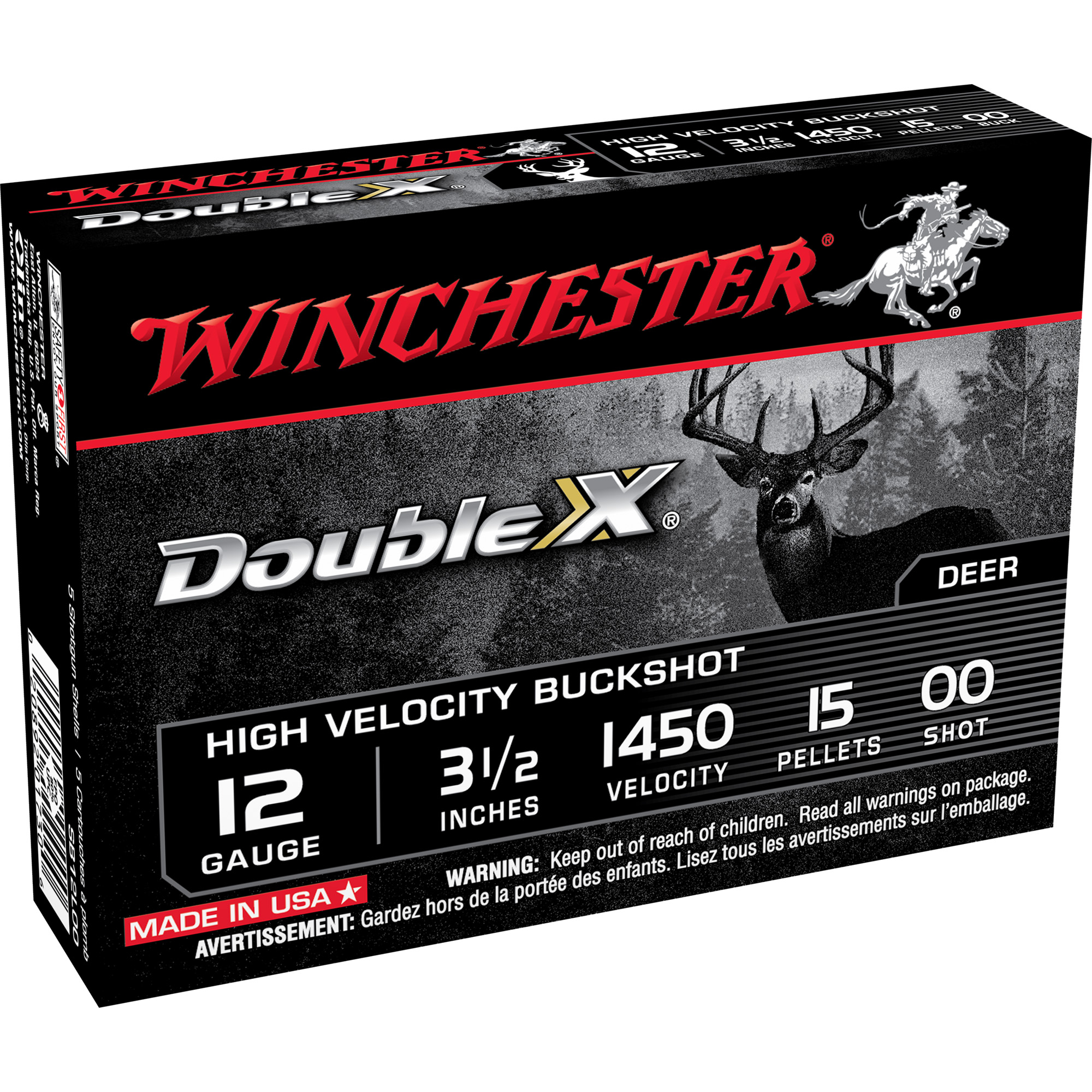 Winchester Double X 12 Gauge 3.5″ 15 Pellets 00 Buck Buckshot – 5rd