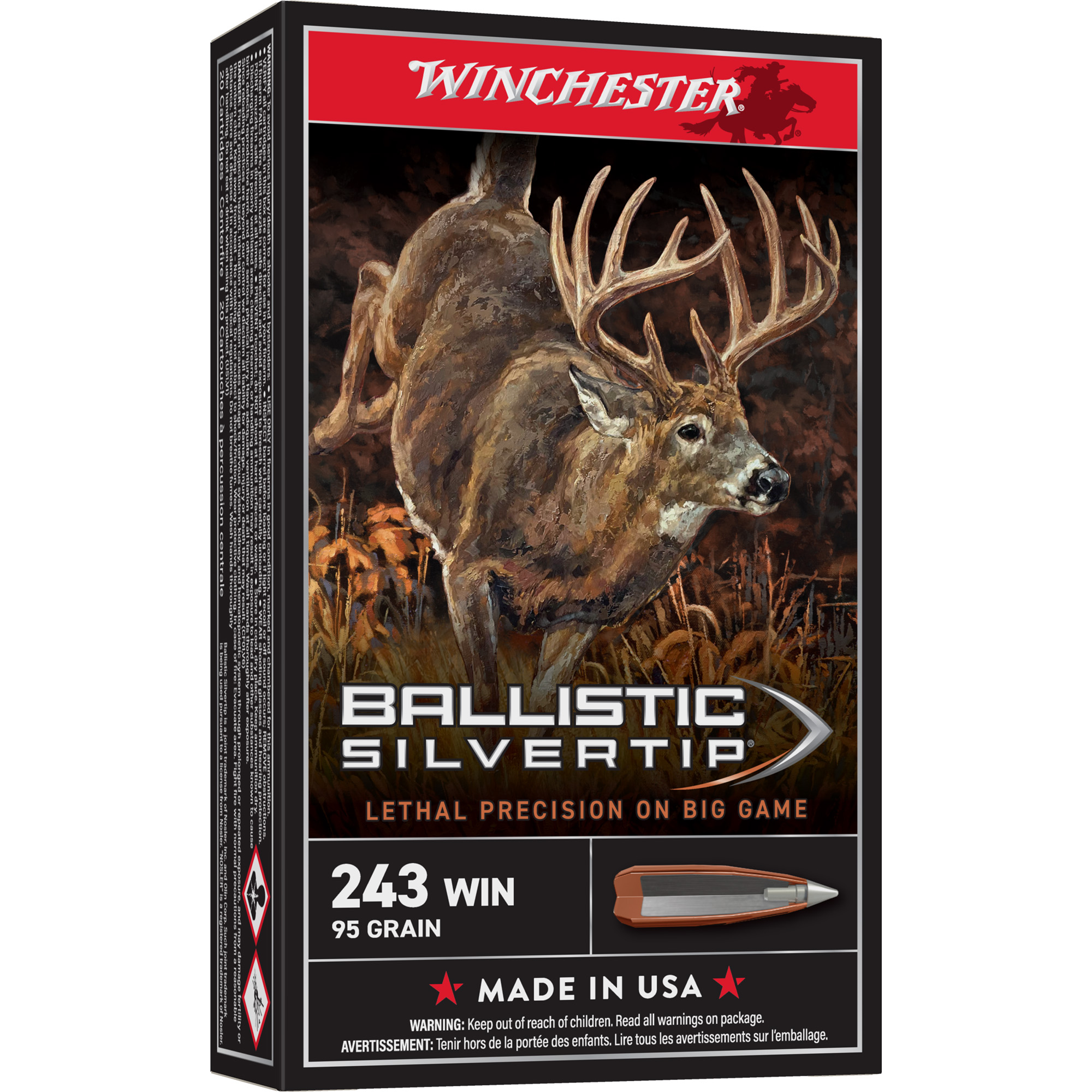 Winchester Ballistic Silvertip 243 Winchester 95gr Polymer Tip – 20rd