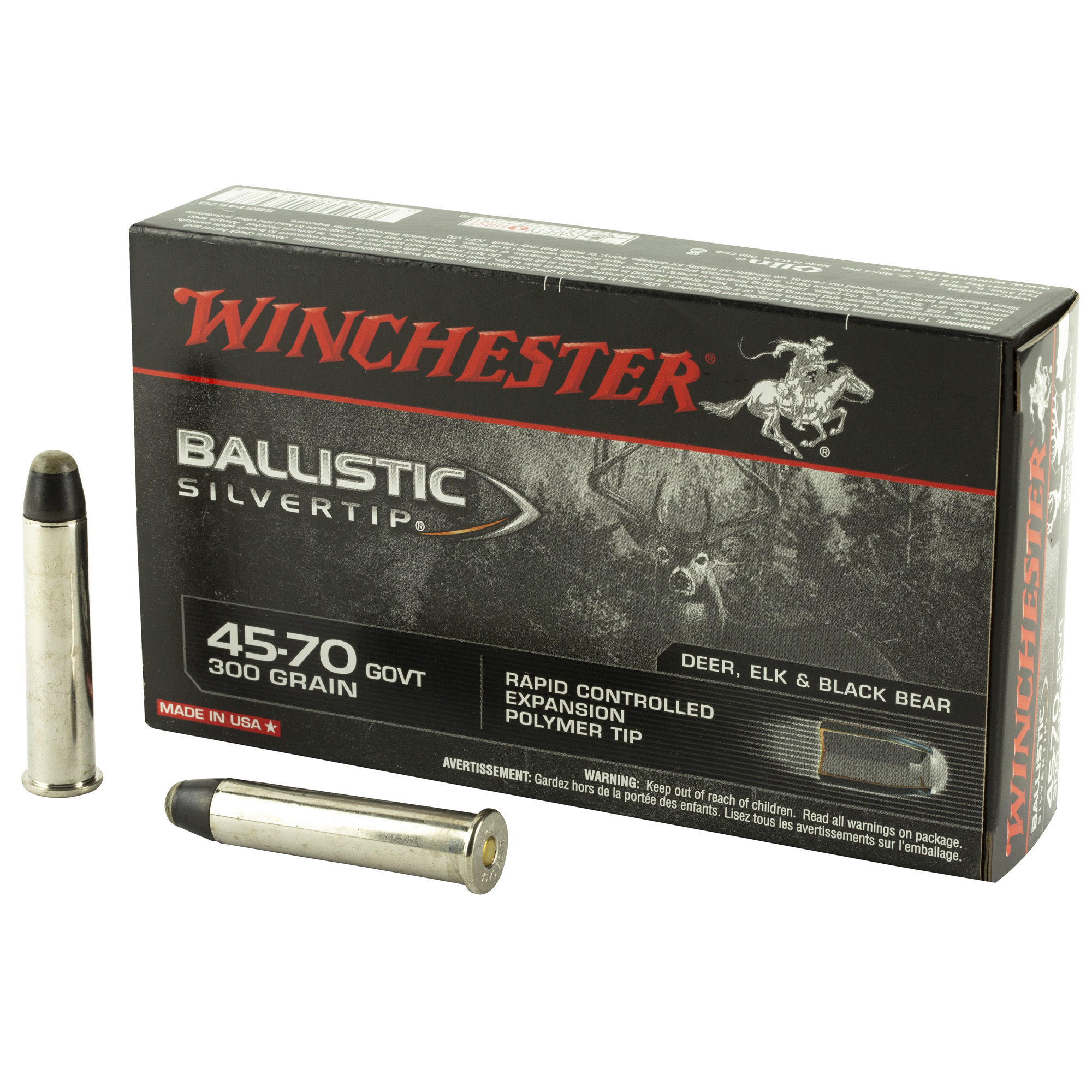 Winchester Ballistic Silvertip 45-70 Government 300gr Polymer Tip – 20rd