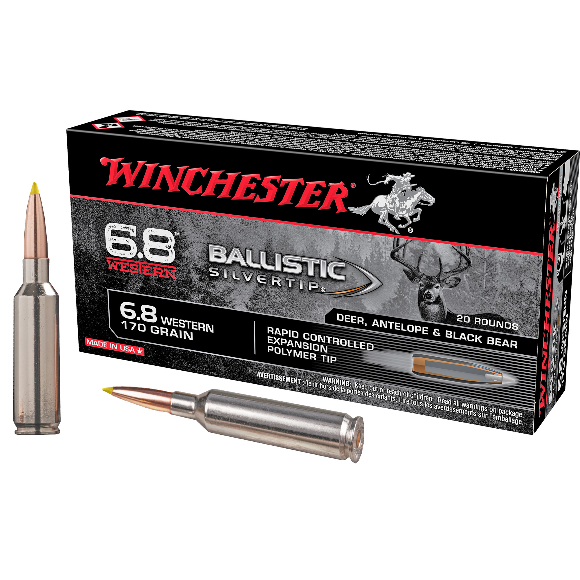 Winchester Ballistic Silvertip 6.8 Western 170gr Ballistic Tip – 20rd